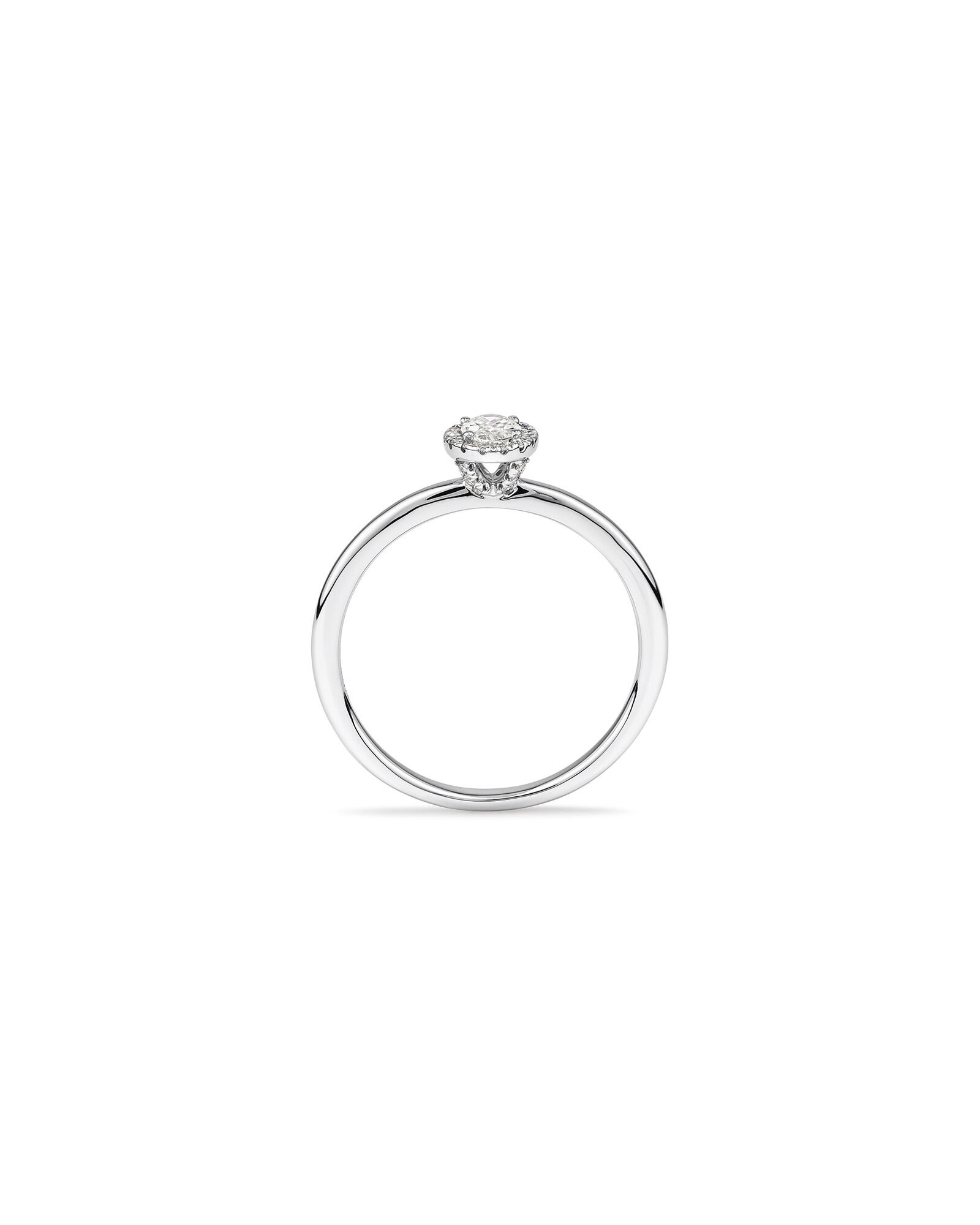 0.31 Carat TW Oval Cut Diamond Halo Engagement Ring in 14kt White Gold