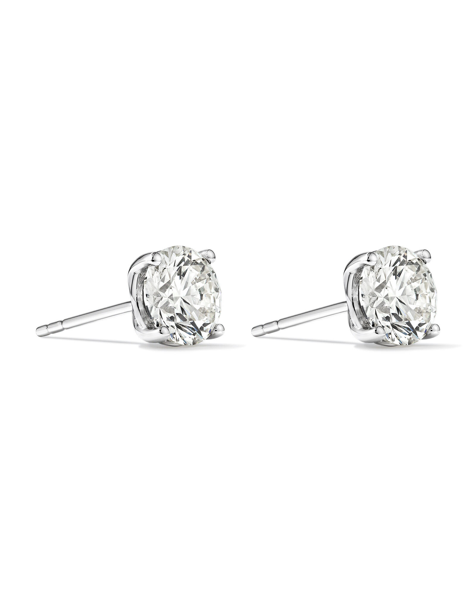 2.00 Carat TW Flawless Diamond Solitaire Stud Earrings in 18kt White Gold