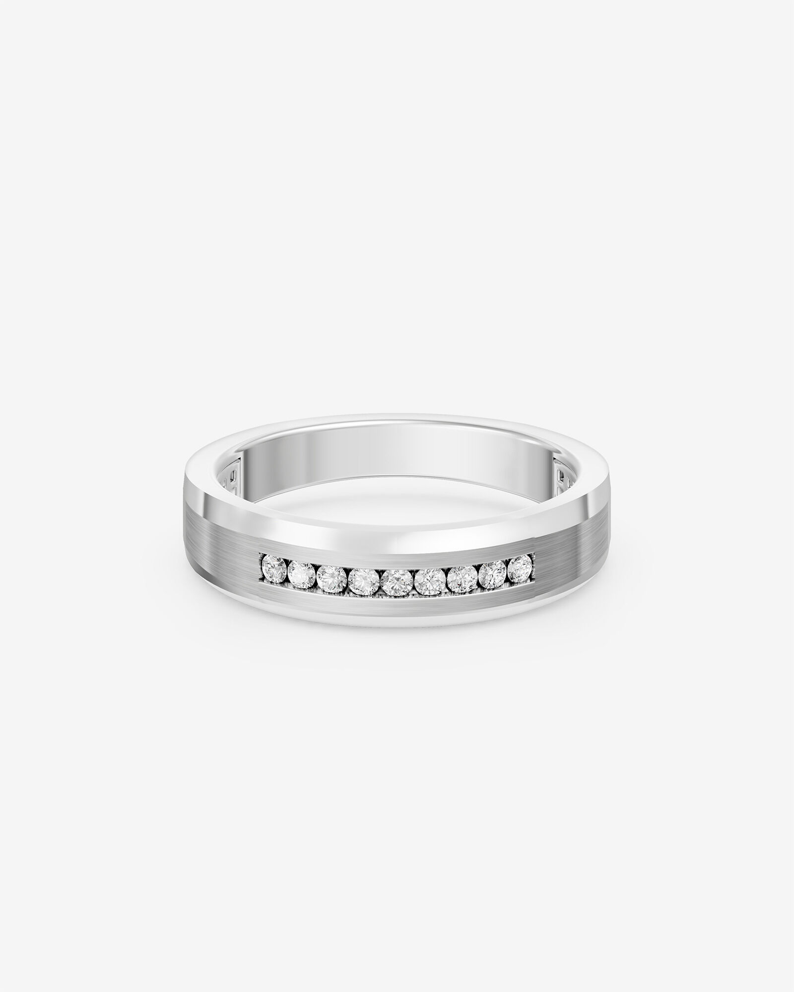 .15 Carat TW Round Brilliant Half Bevelled Edge Channel Set Men's Ring in 10kt White Gold
