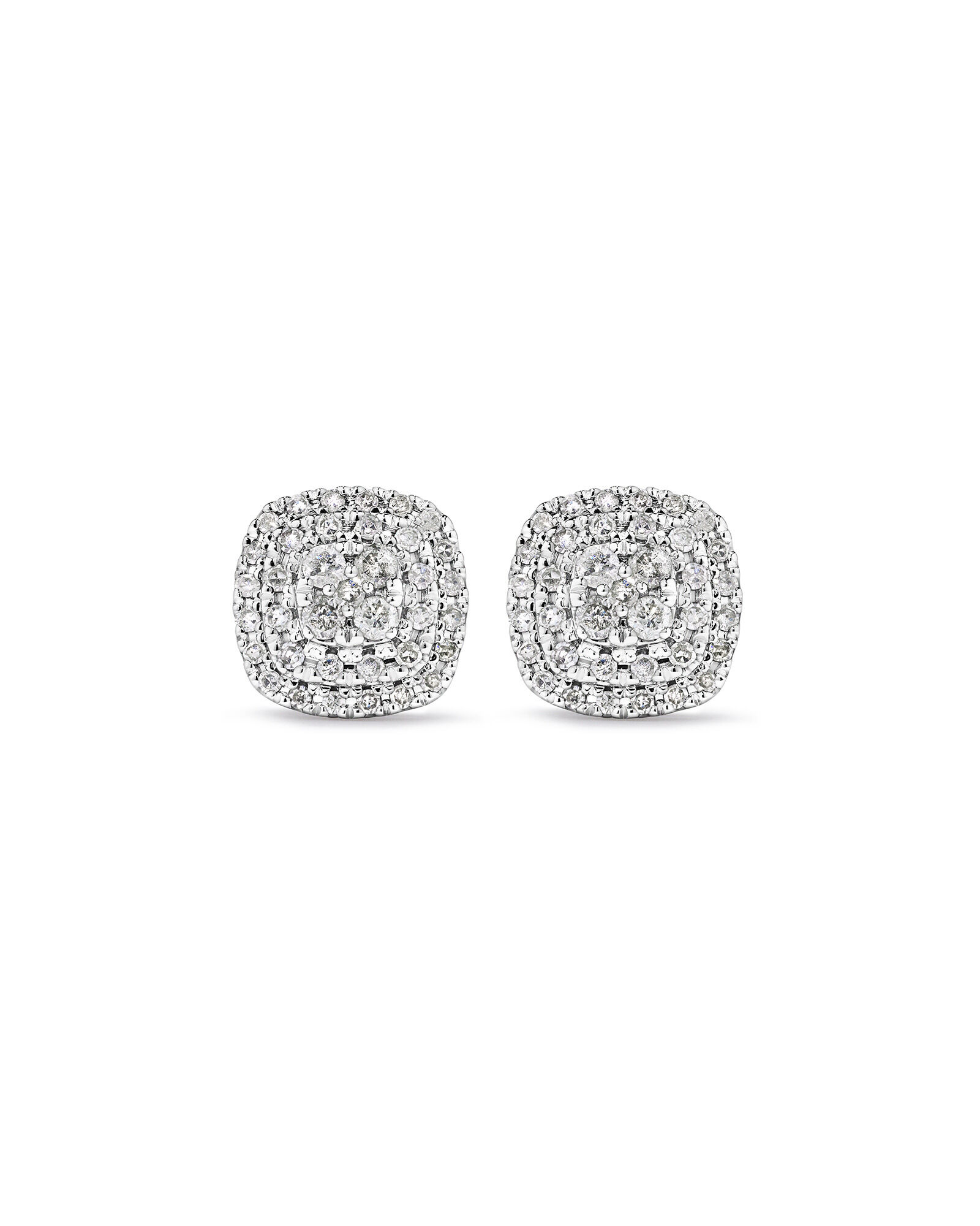 0.30 Carat TW Cushion Shaped Diamond Cluster Stud Earrings in 10kt White Gold