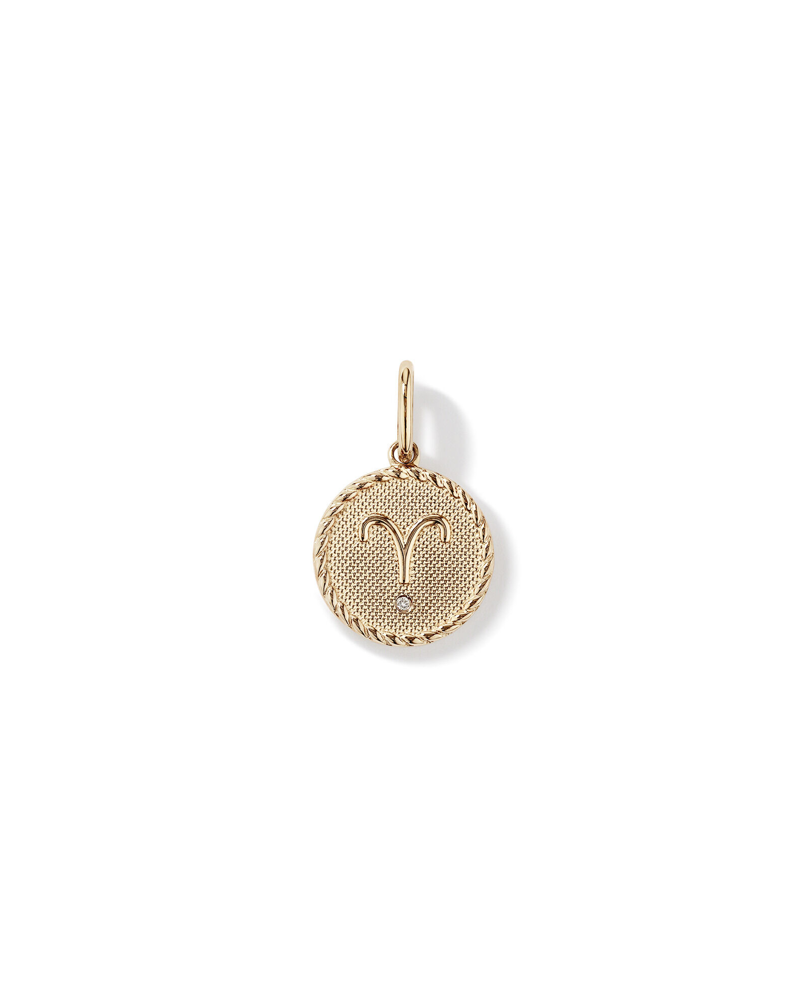 Diamond Accent Aries Zodiac Pendant in 10kt Yellow Gold