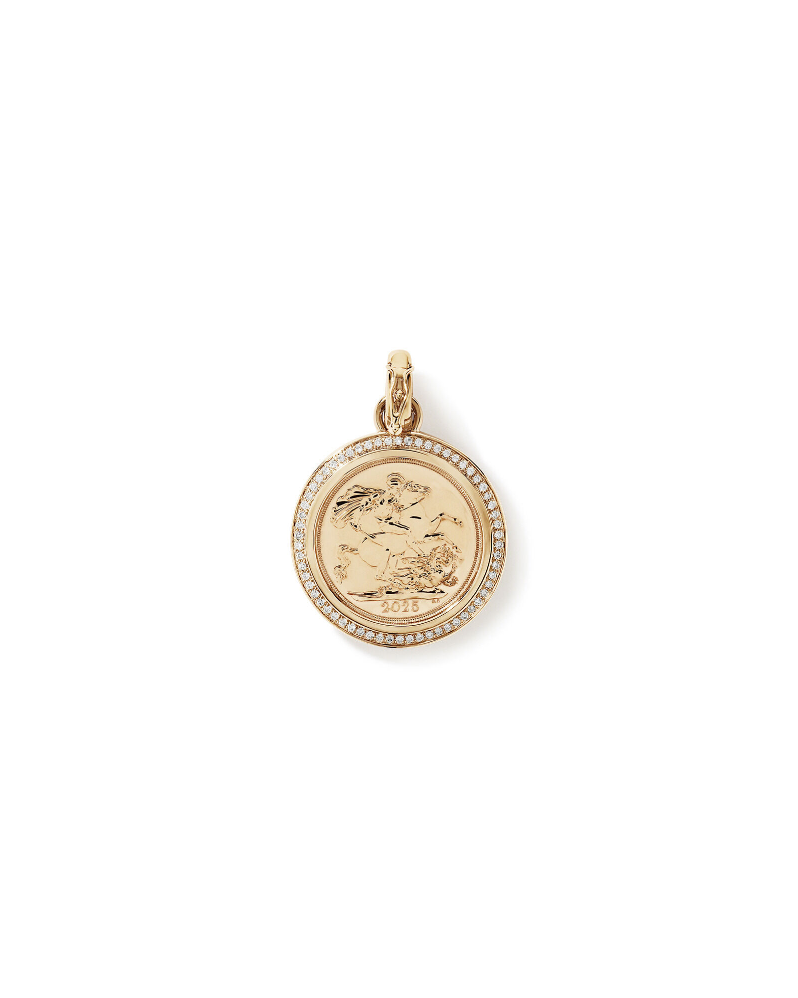 0.33 Carat TW Diamond Full Sovereign Medallion Pendant in 10kt and 22kt Yellow Gold