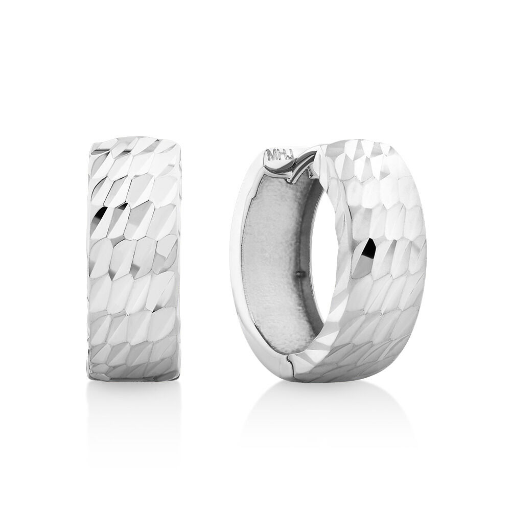 11mm Huggie Earrings in 10kt White Gold