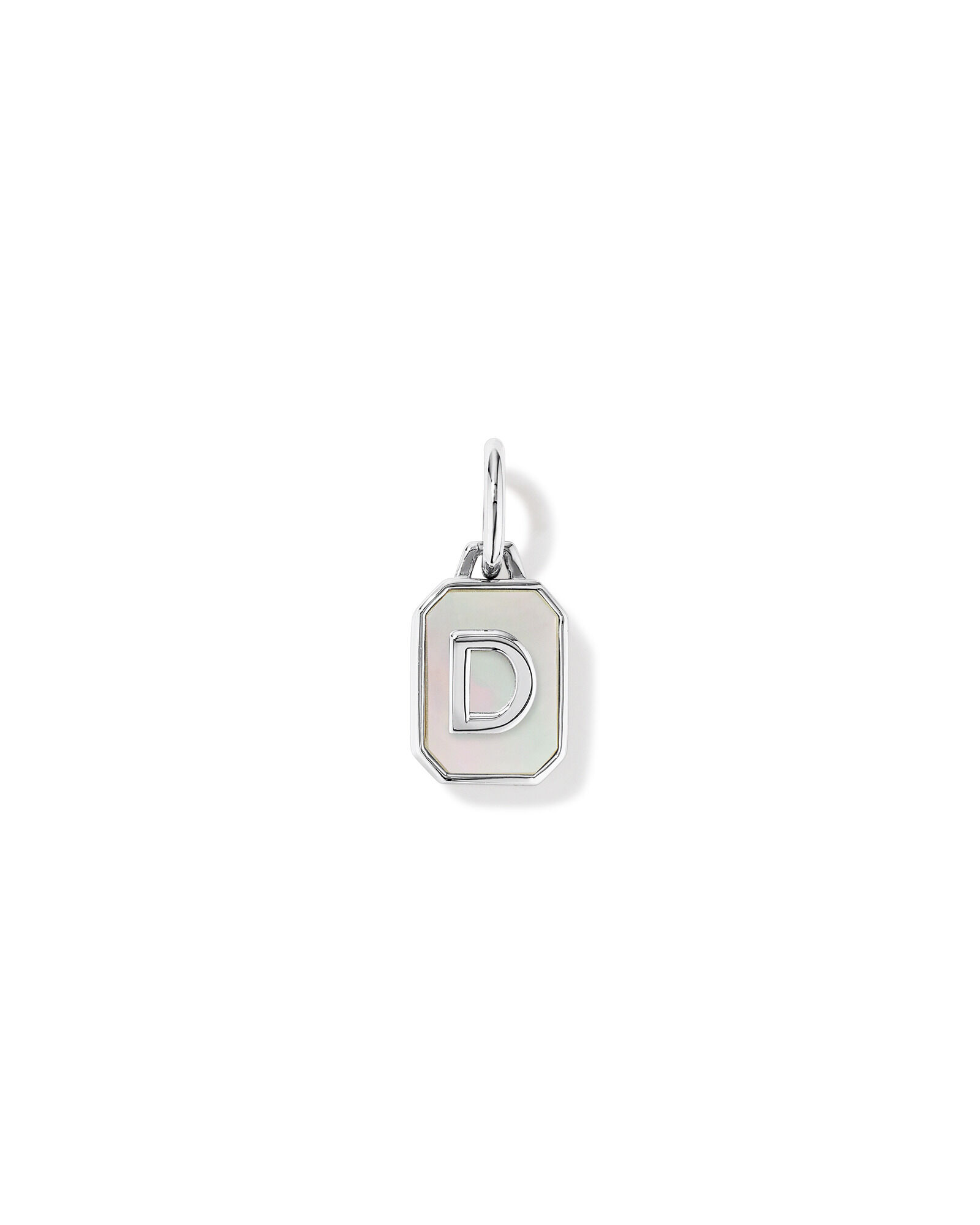 Letter D Mother of Pearl Initial Pendant in Sterling Silver