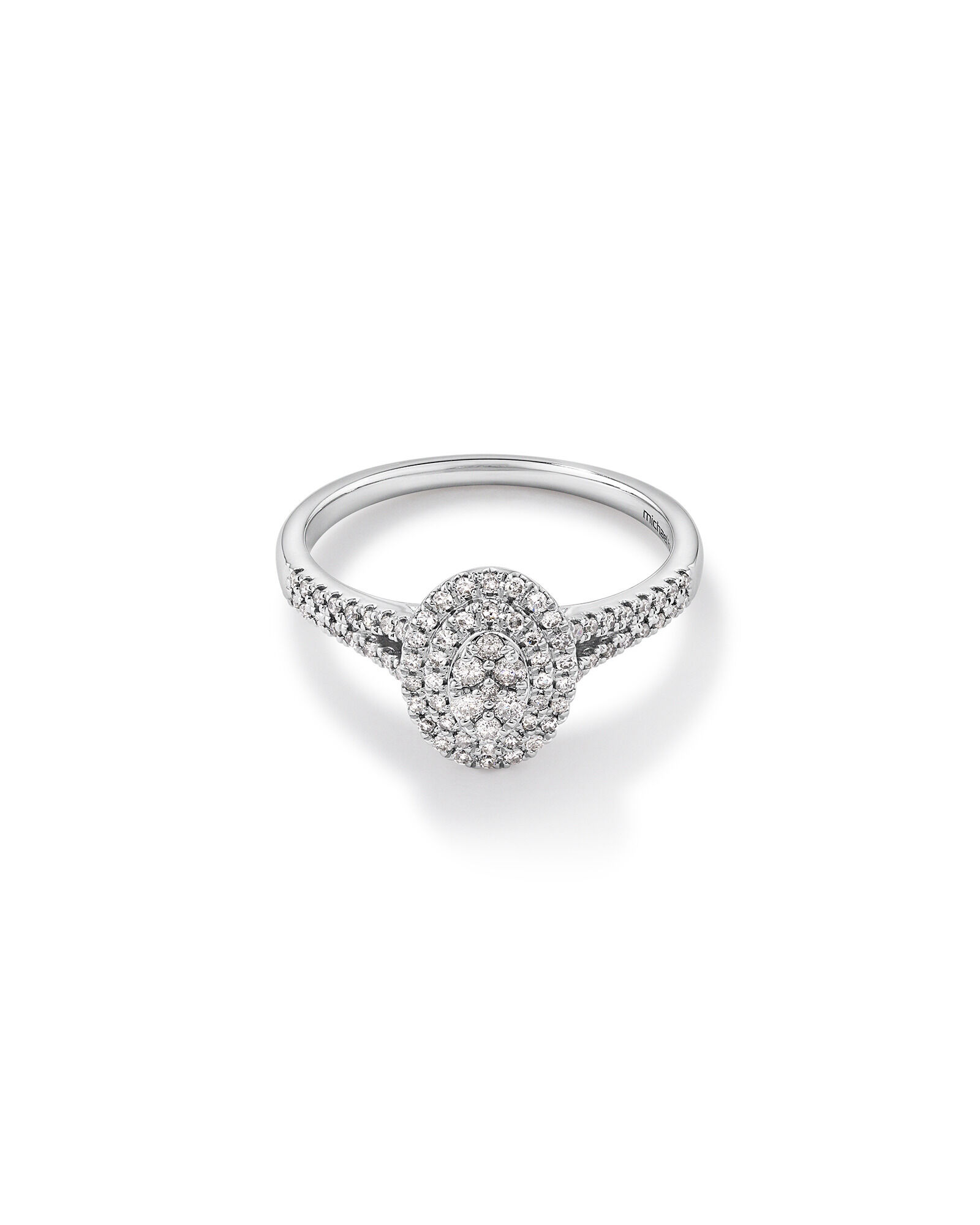 0.30 Carat TW Oval Shaped Cluster Halo Diamond Ring in 10kt White Gold