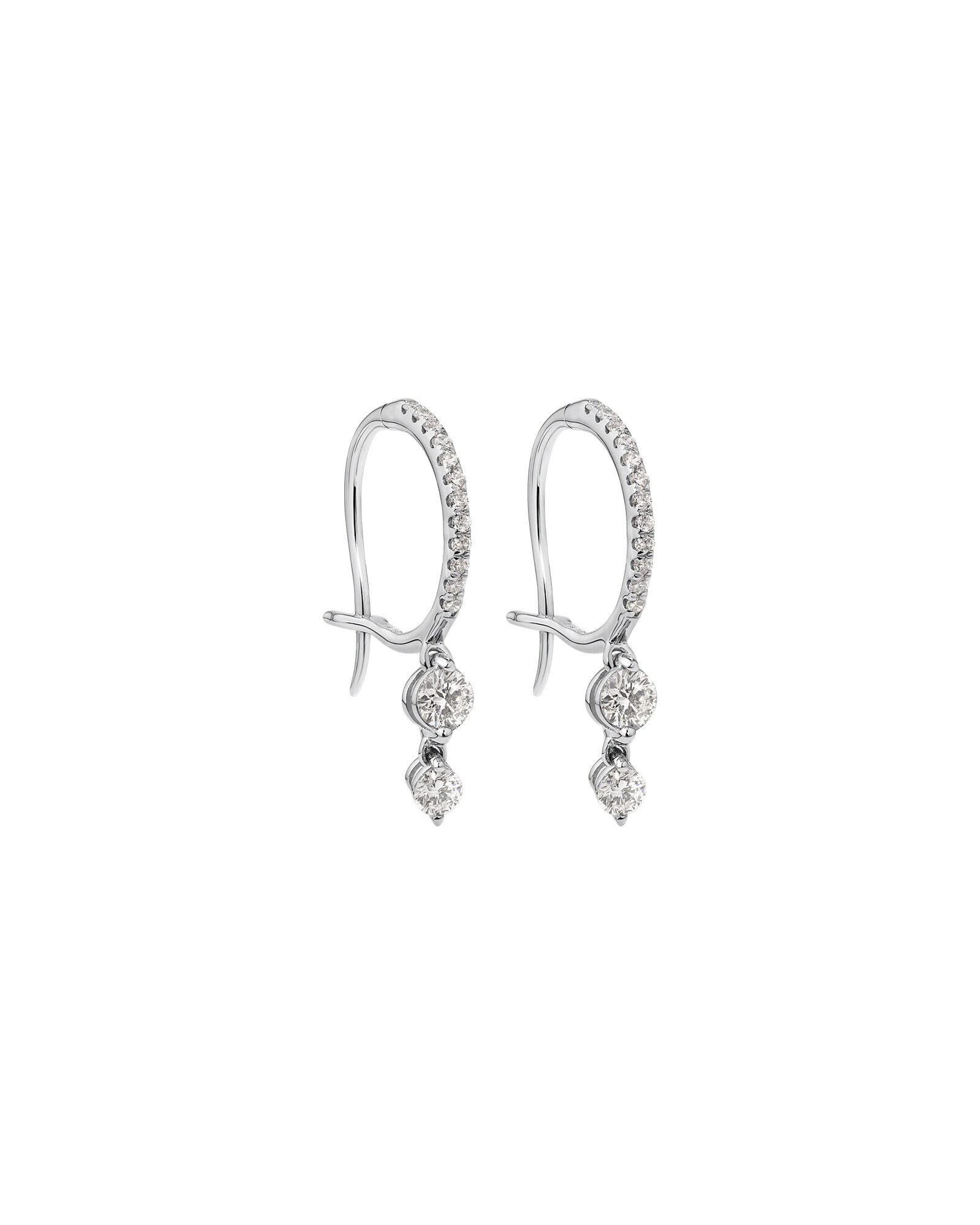 Double Drop Earrings with 0.48 Carat TW of Diamonds in 18kt White Gold