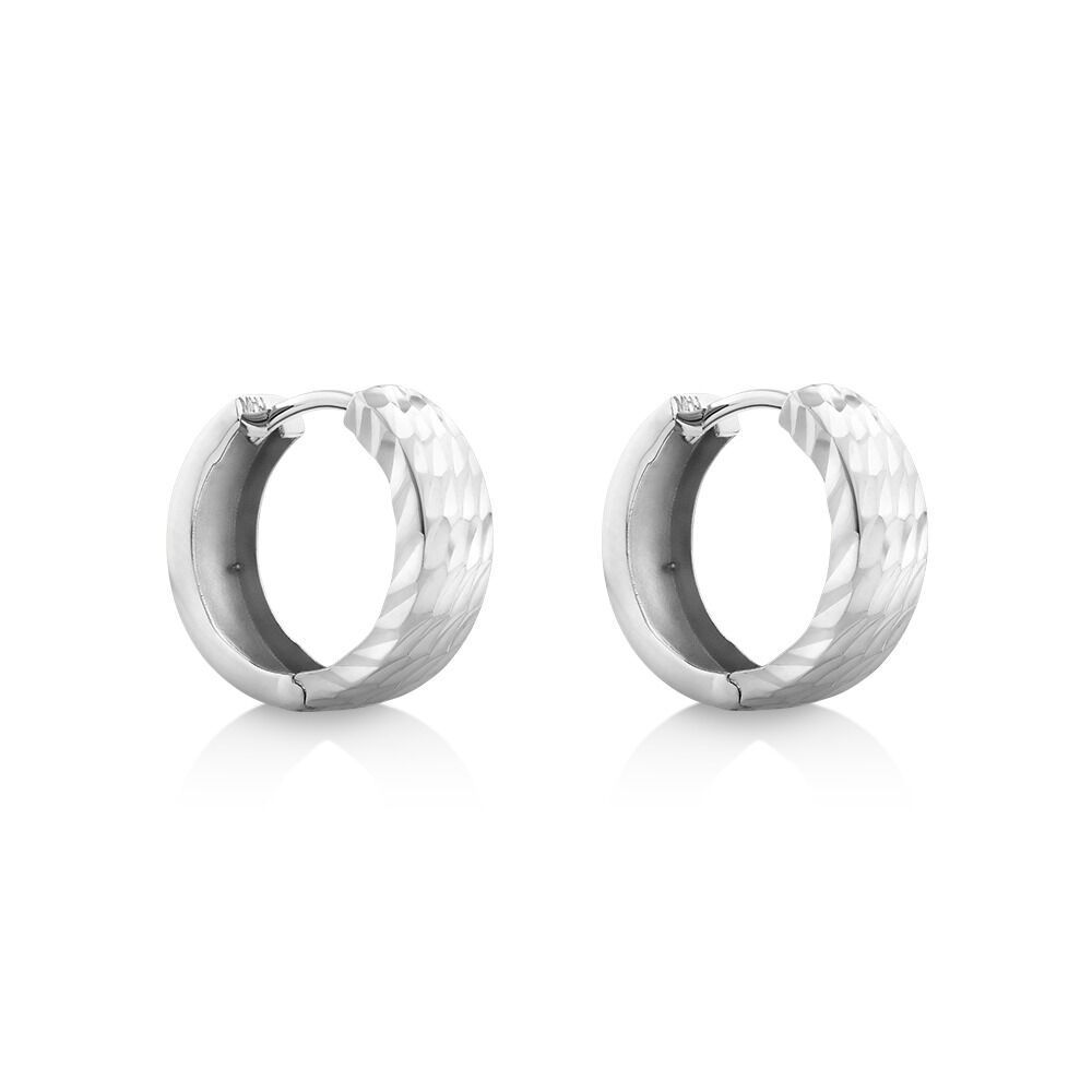 11mm Huggie Earrings in 10kt White Gold