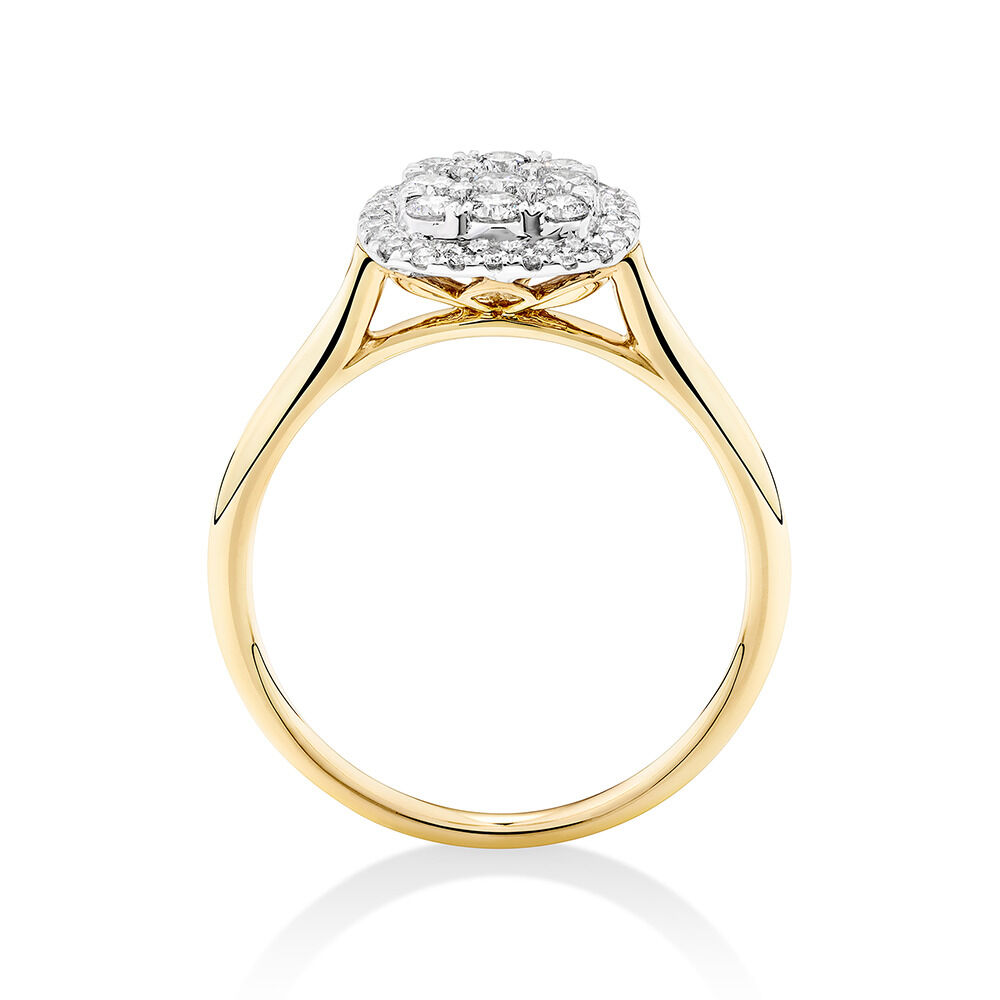 Square Cluster Halo Ring with 0.50ct TW of Diamonds in 10ct Yellow Gold