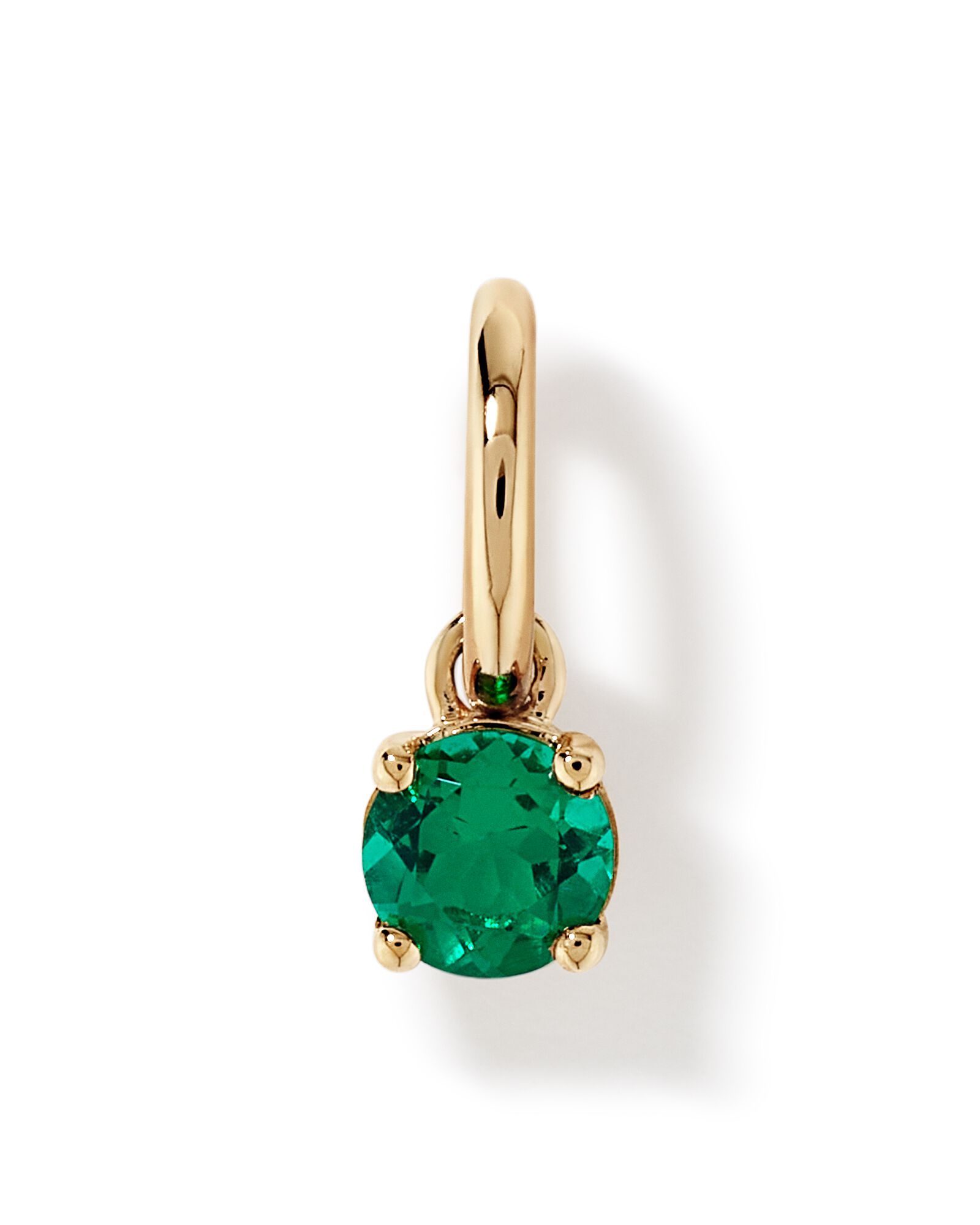 Round Created Green Emerald Birthstone Pendant in 10kt Yellow Gold