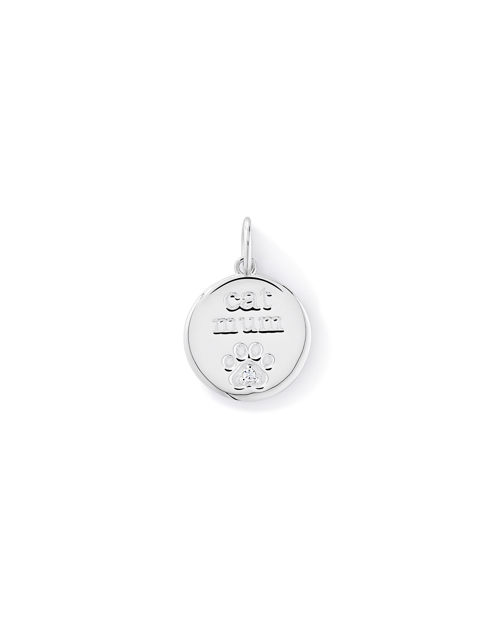 Cat Mum Cubic Zirconia Pendant in Sterling Silver