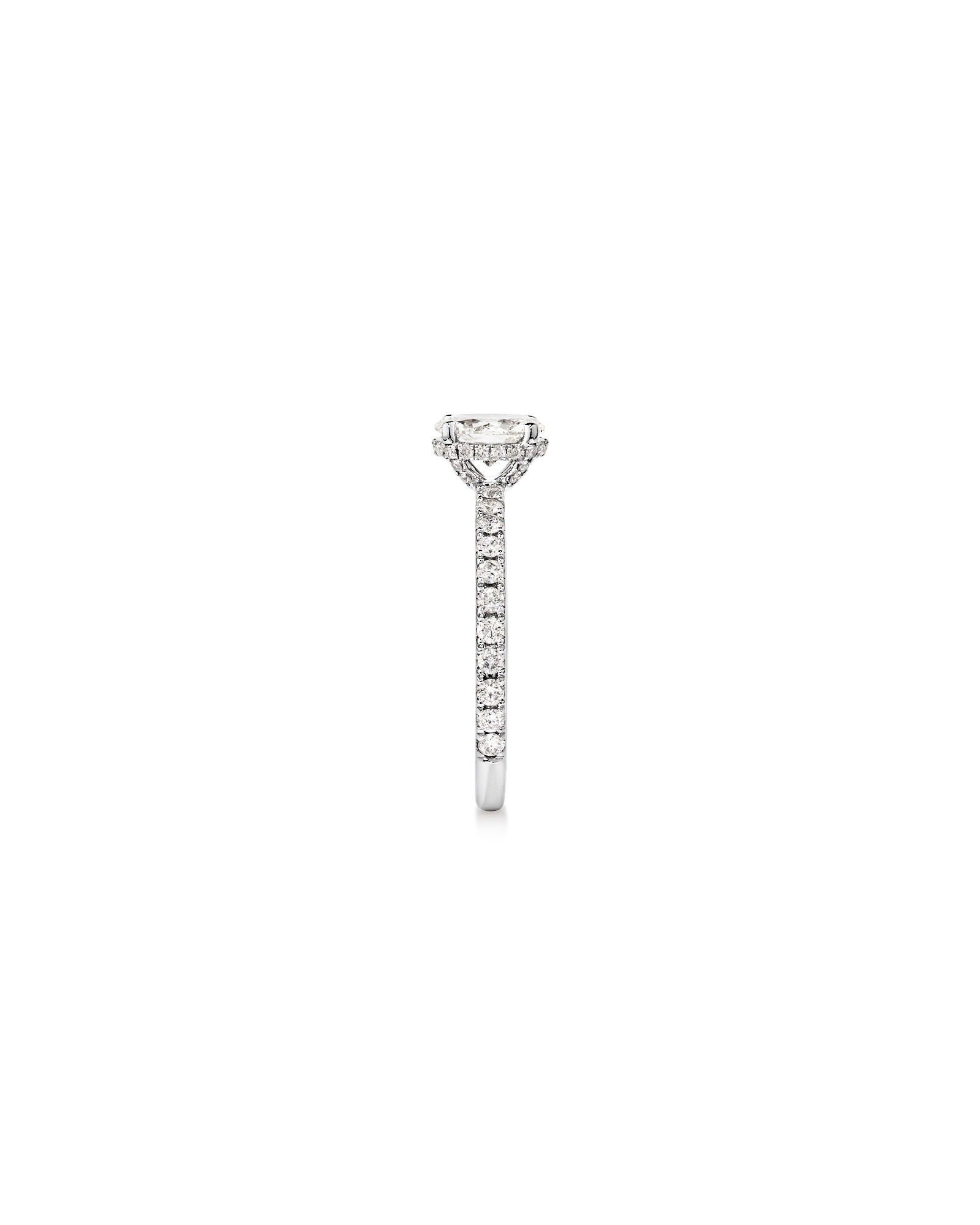1.00 Carat TW Oval Diamond Solitaire Pave Hidden Halo Engagement Ring in Platinum