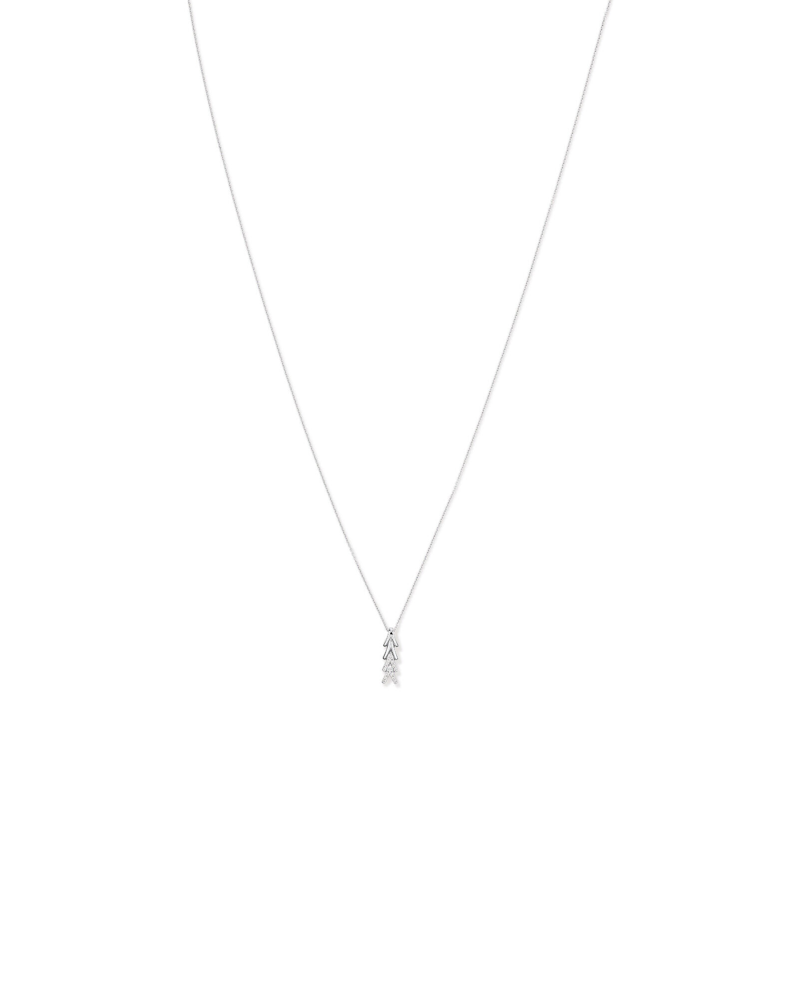 Cubic Zirconia Chevron Pendant Necklace in Sterling Silver