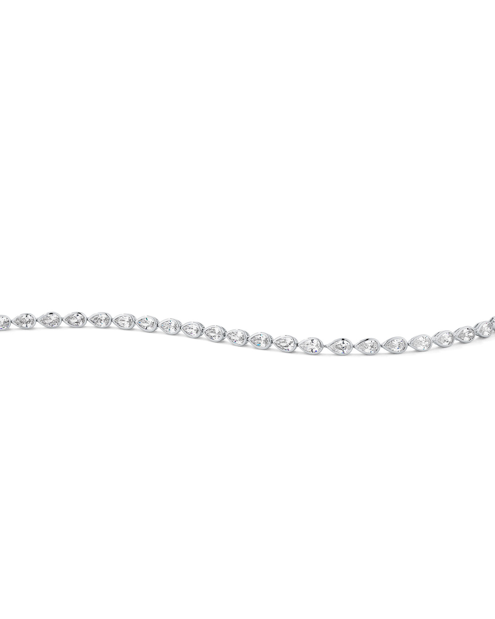 Pear Shaped Cubic Zirconia Bezel Set Tennis Bracelet in Sterling Silver