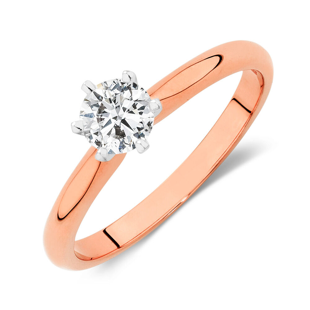 Certified Solitaire Engagement Ring with a 0.50 Carat TW Diamond in 18kt Rose and White Gold