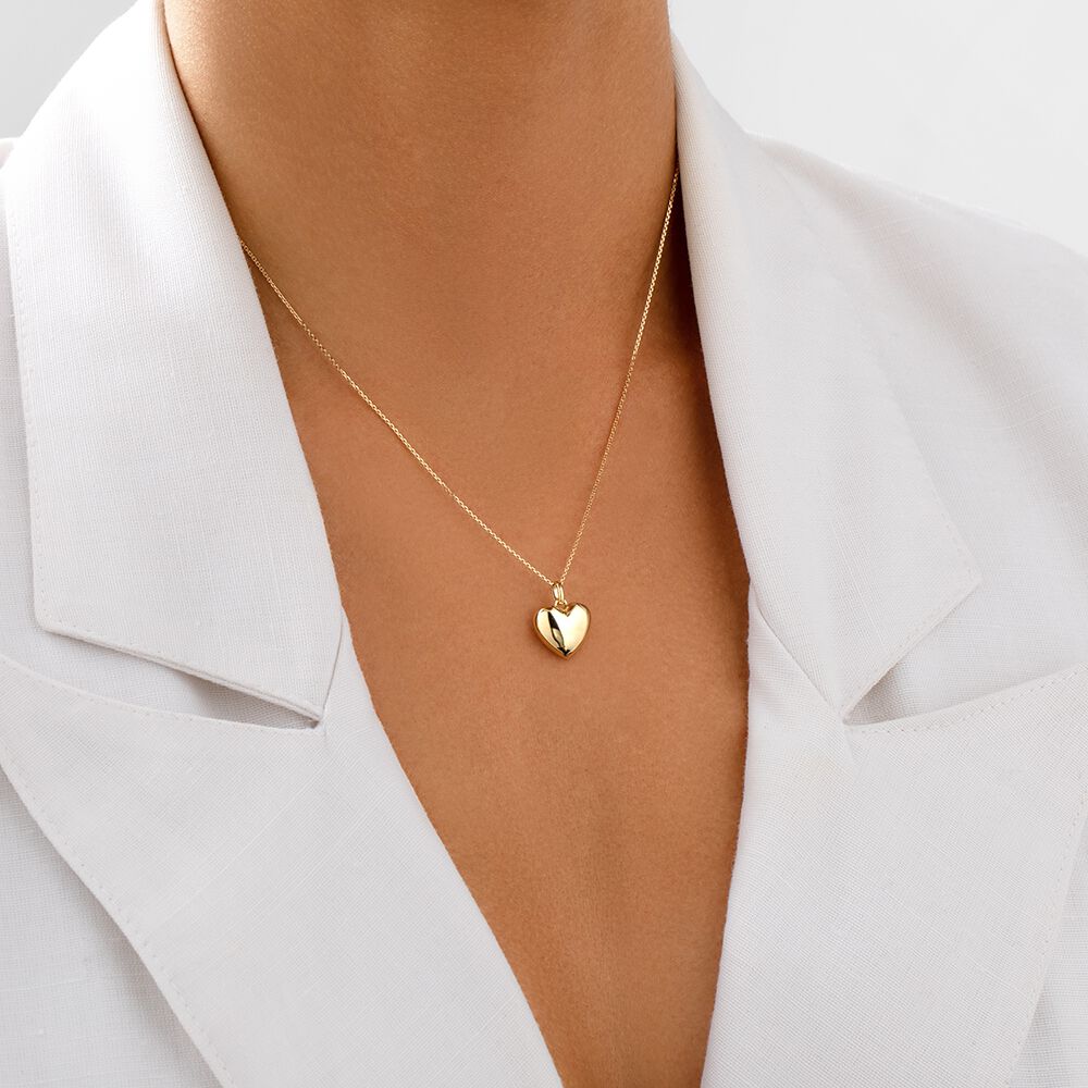Puff Heart Pendant in 10kt Yellow Gold