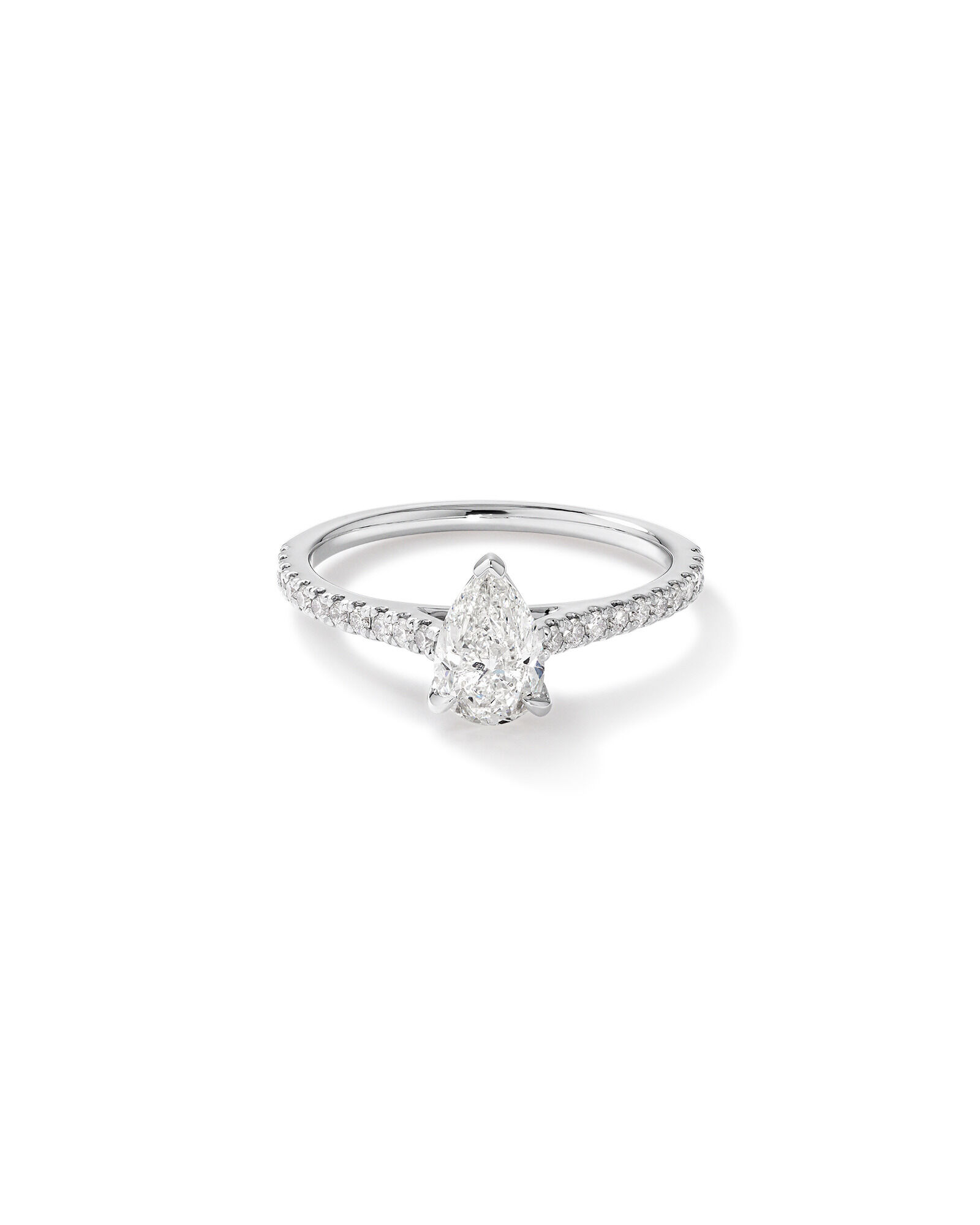 Pear Solitaire Engagement Ring with 1.12ct TW of Diamonds in 14ct White Gold