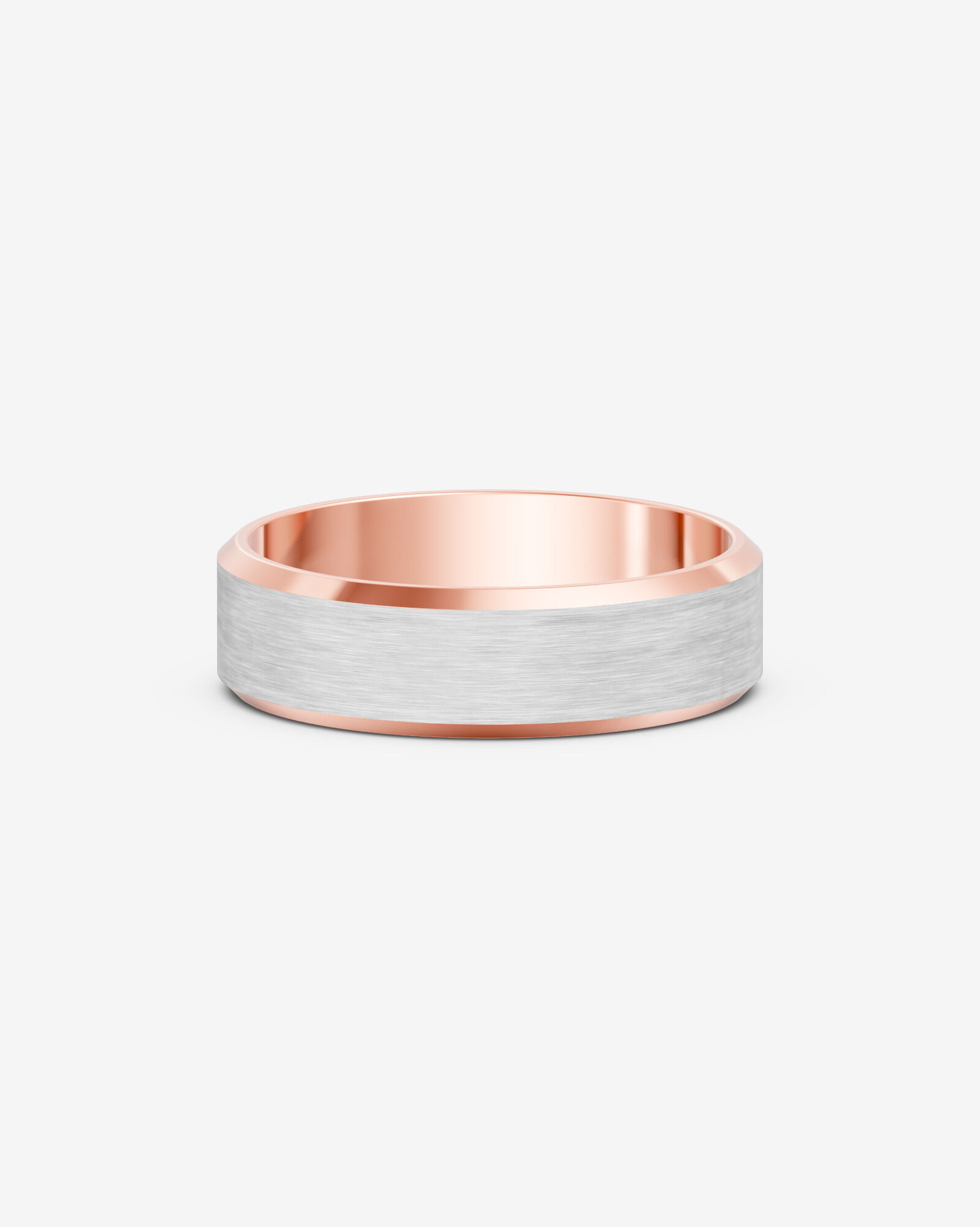 8mm Bevelled Two-Tone Wedding Band in 10kt Rose & White Gold