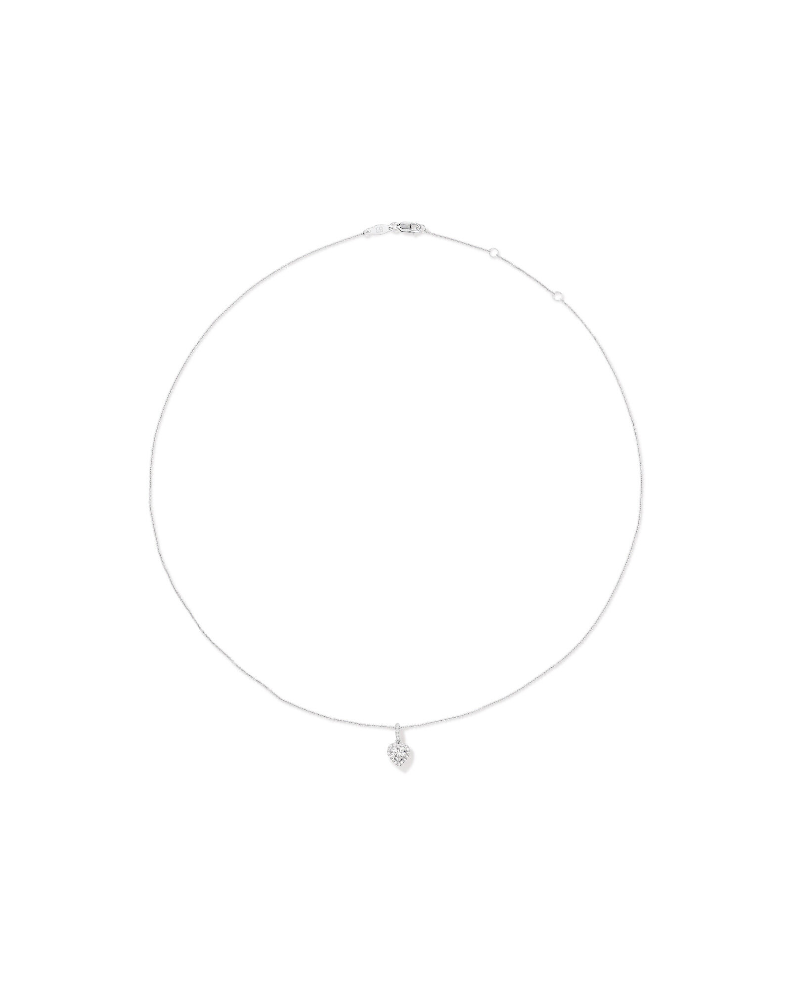 Heart Shape Cubic Zirconia Halo Pendant Necklace in Sterling Silver