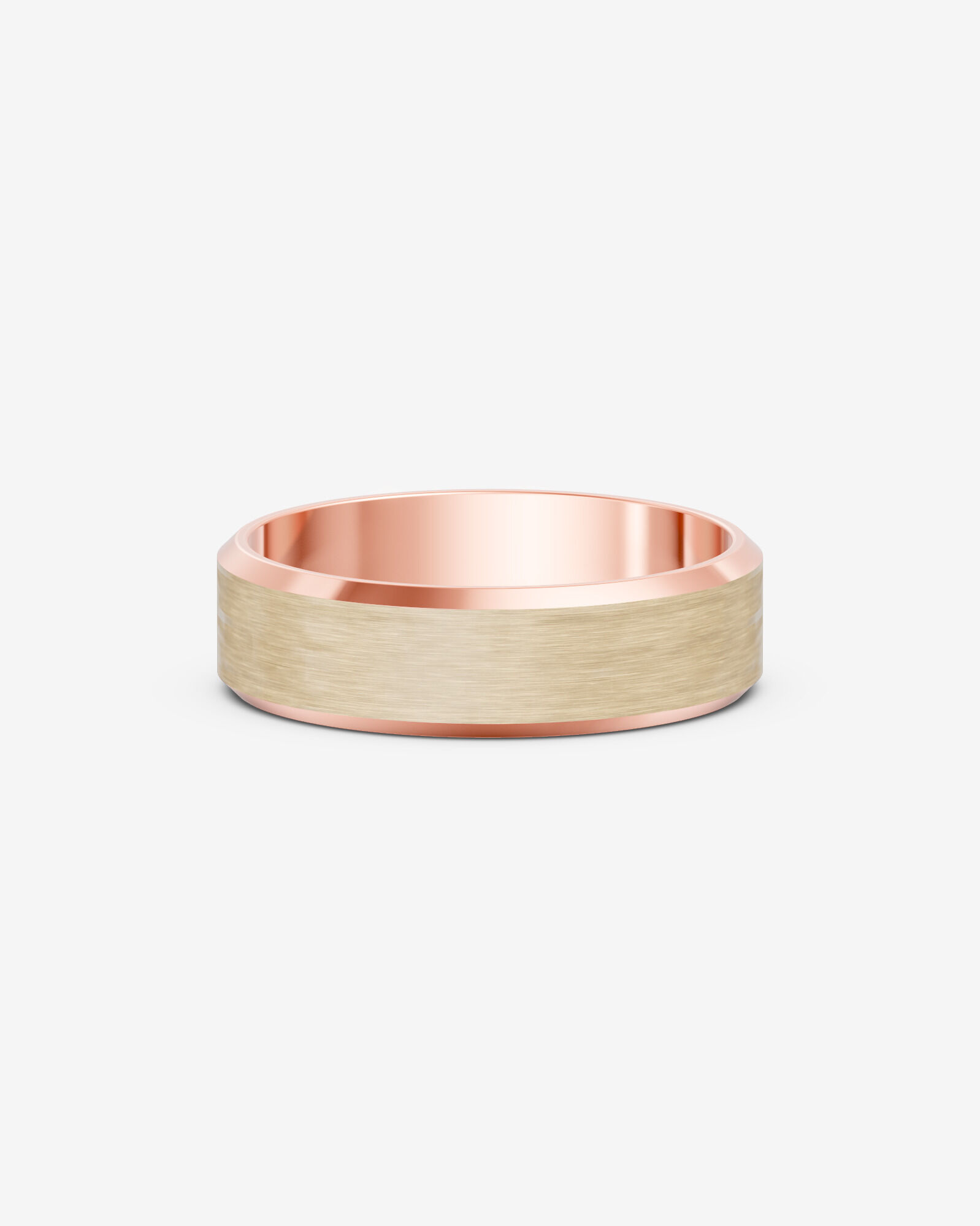 8mm Bevelled Two-Tone Wedding Band in 10kt Rose & Yellow Gold