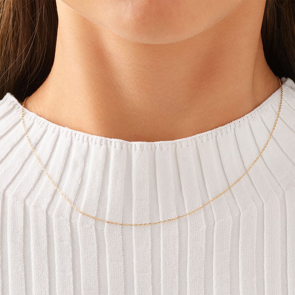45cm (17") 0.95mm Width Solid Cable Chain In 10kt Yellow Gold