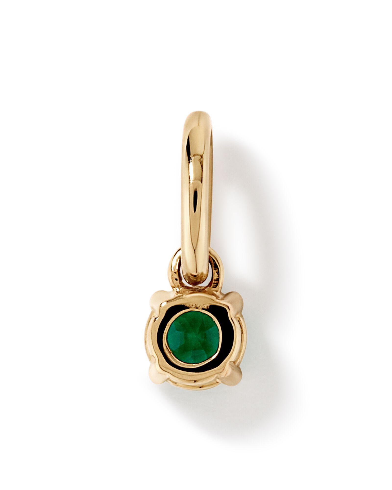 Round Created Green Emerald Birthstone Pendant in 10kt Yellow Gold