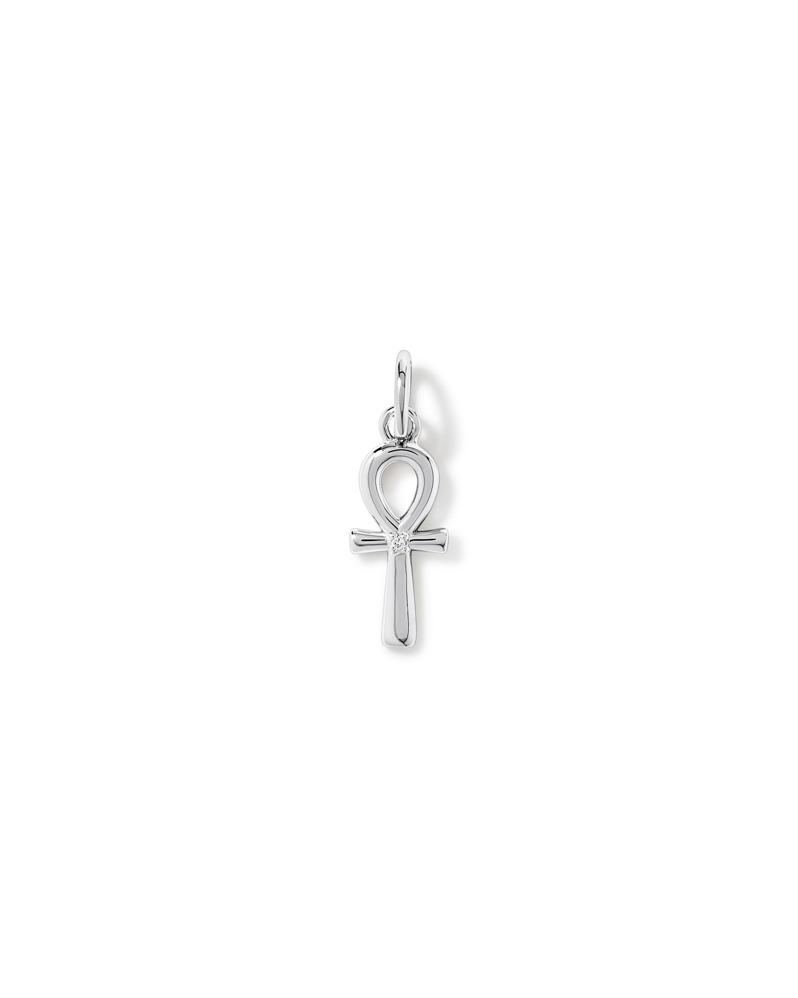 Ankh Pendant with Diamond Accent in Sterling Silver