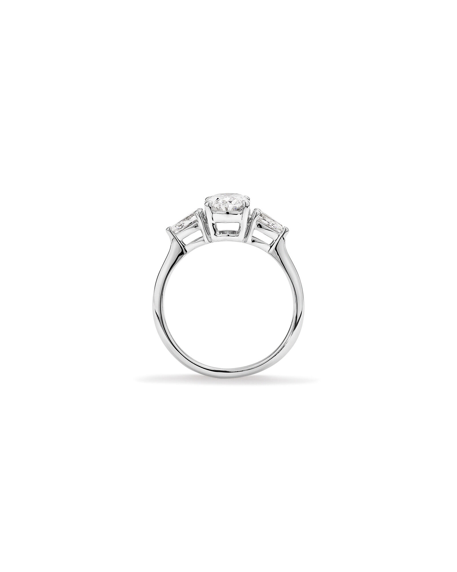1.65 Carat TW Three Stone Oval and Pear Shaped Laboratory-Grown Diamond Engagement Ring in 14kt White Gold