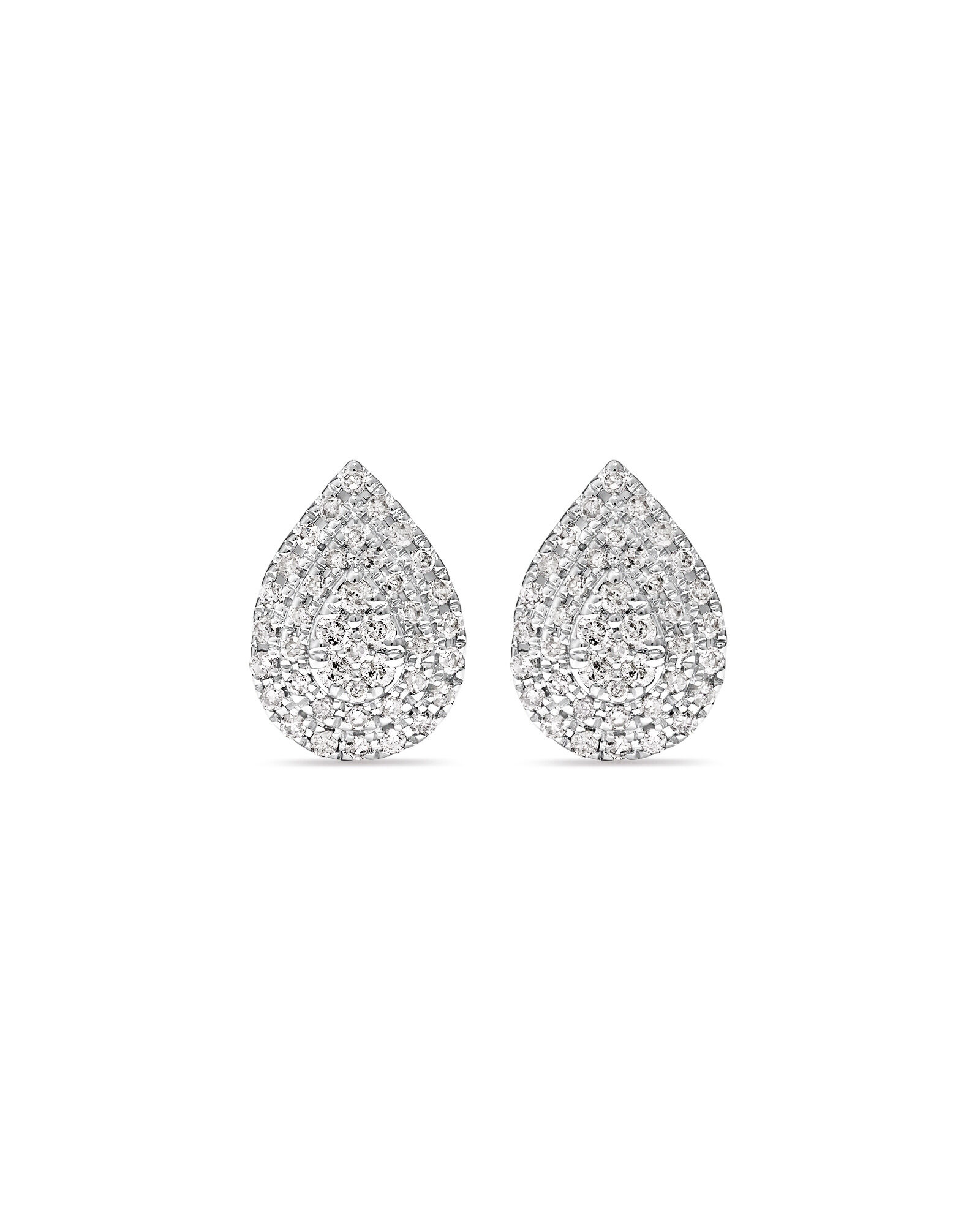 0.30 Carat TW Pear Shaped Diamond Cluster Stud Earrings in 10kt White Gold