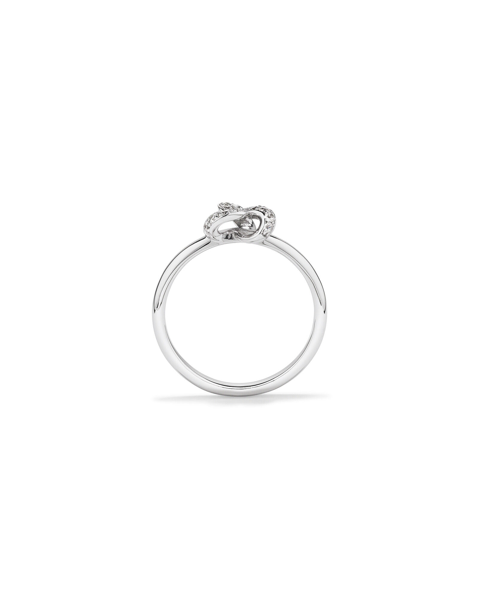 Cubic Zirconia Knot Split Band Ring in Sterling Silver