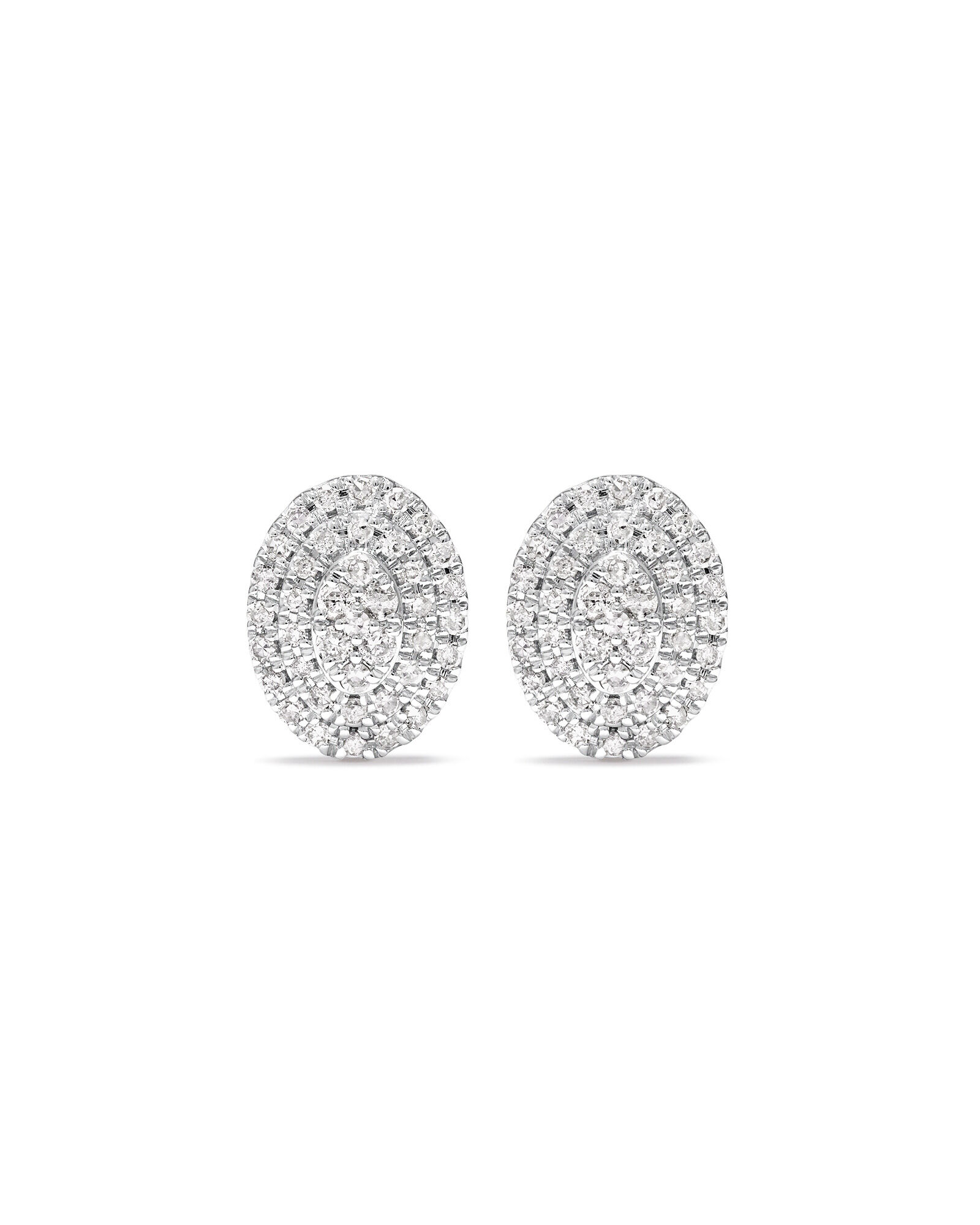0.30 Carat TW Oval Shaped Diamond Cluster Stud Earrings in 10kt White Gold