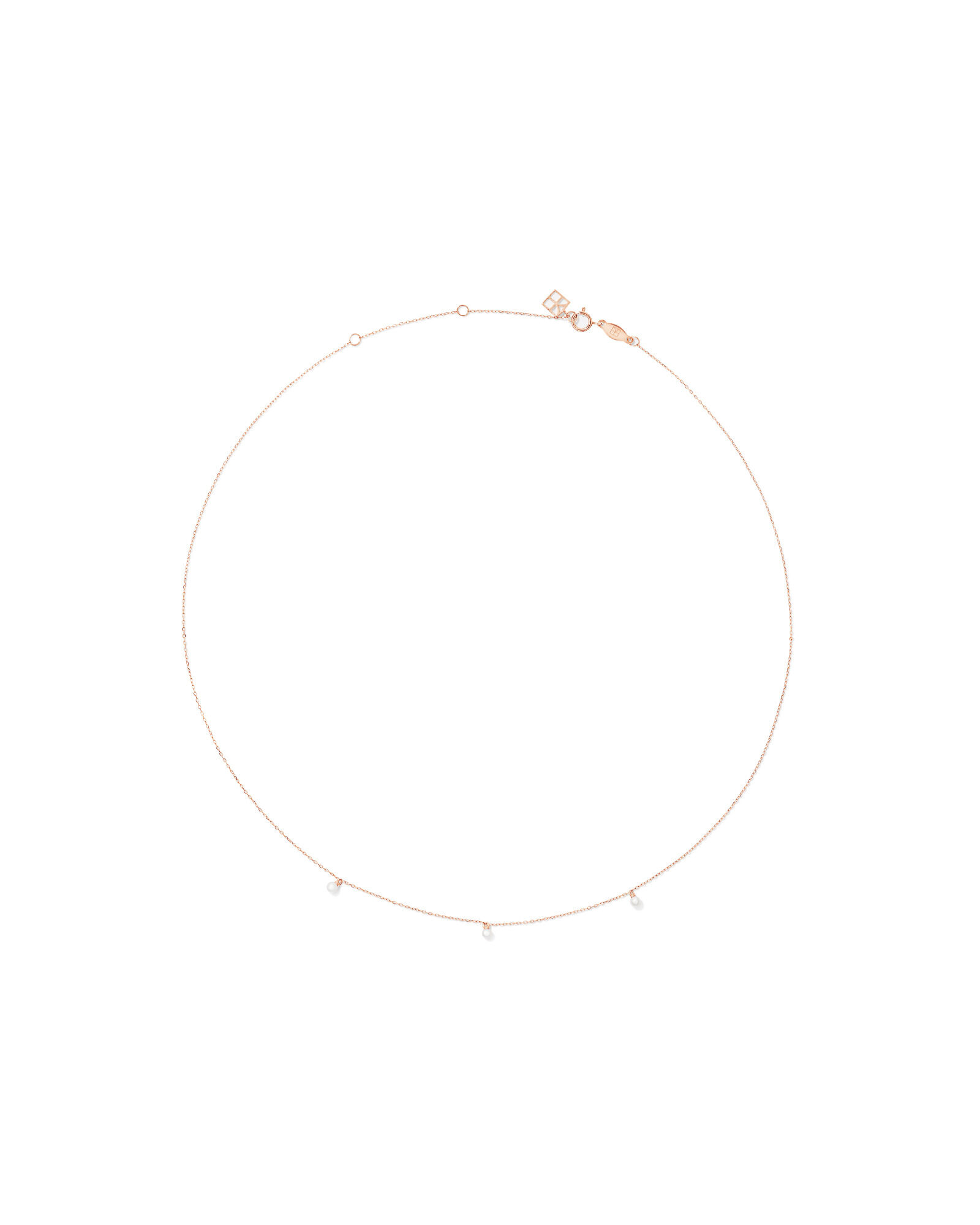 Cultured Freshwater Pearl Station Necklace in 10kt Rose Gold