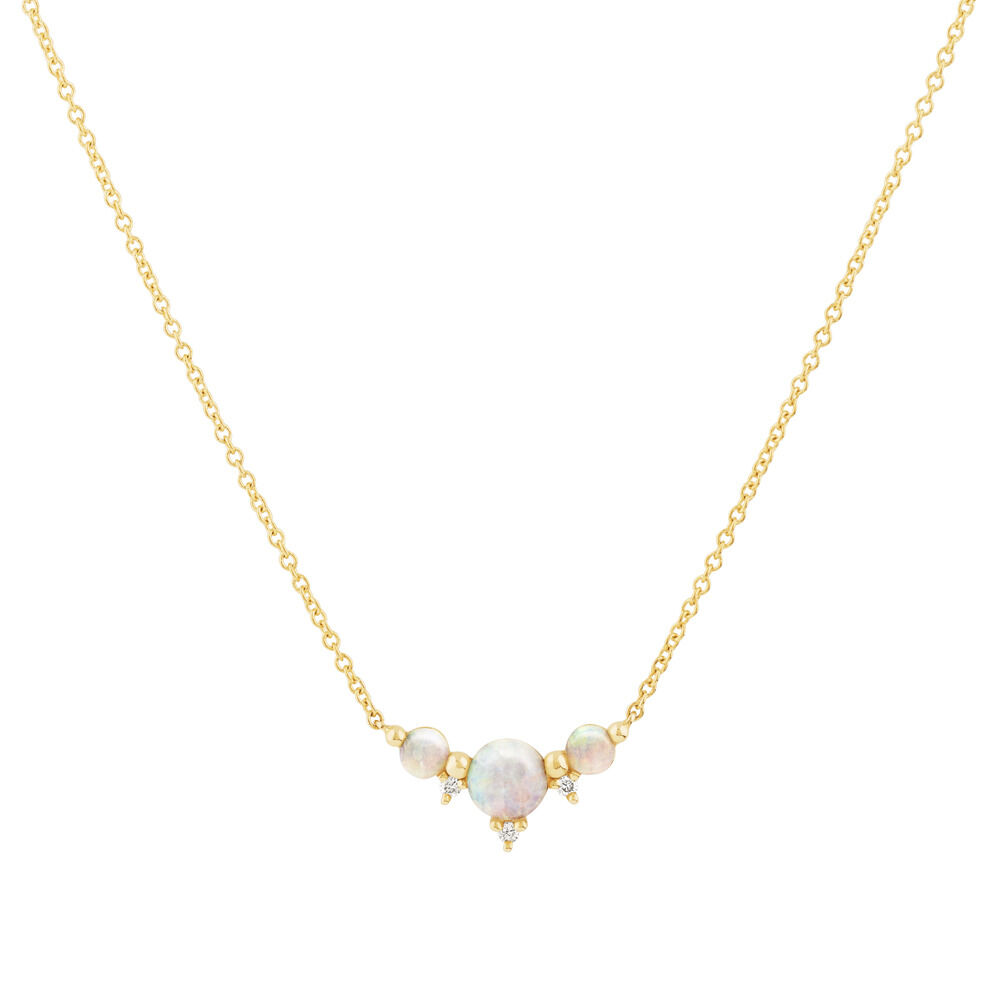 Australian Opal with Diamond Accents Necklace in 10kt Yellow Gold