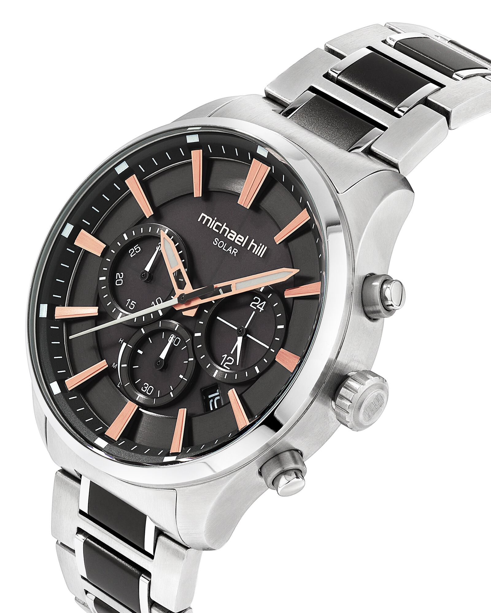 Solar Powered Men's Watch with Black Tone in Stainless Steel