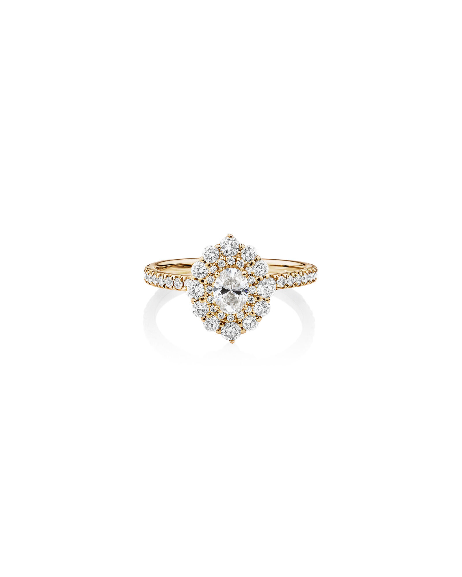 Sir Michael Hill Designer Oval Engagement Ring with 0.92 Carat TW Diamonds in 18kt Yellow Gold