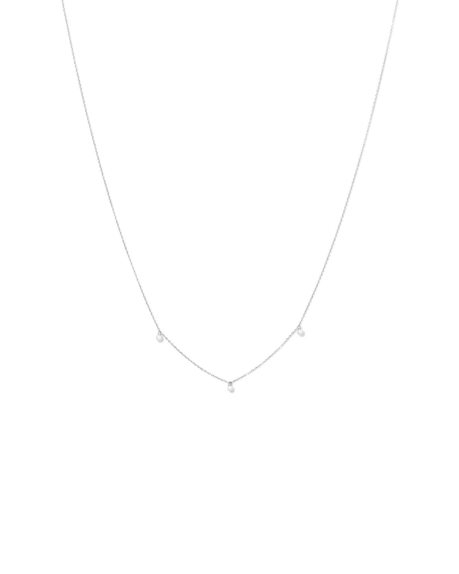 Cultured Freshwater Pearl Station Necklace in 10kt White Gold