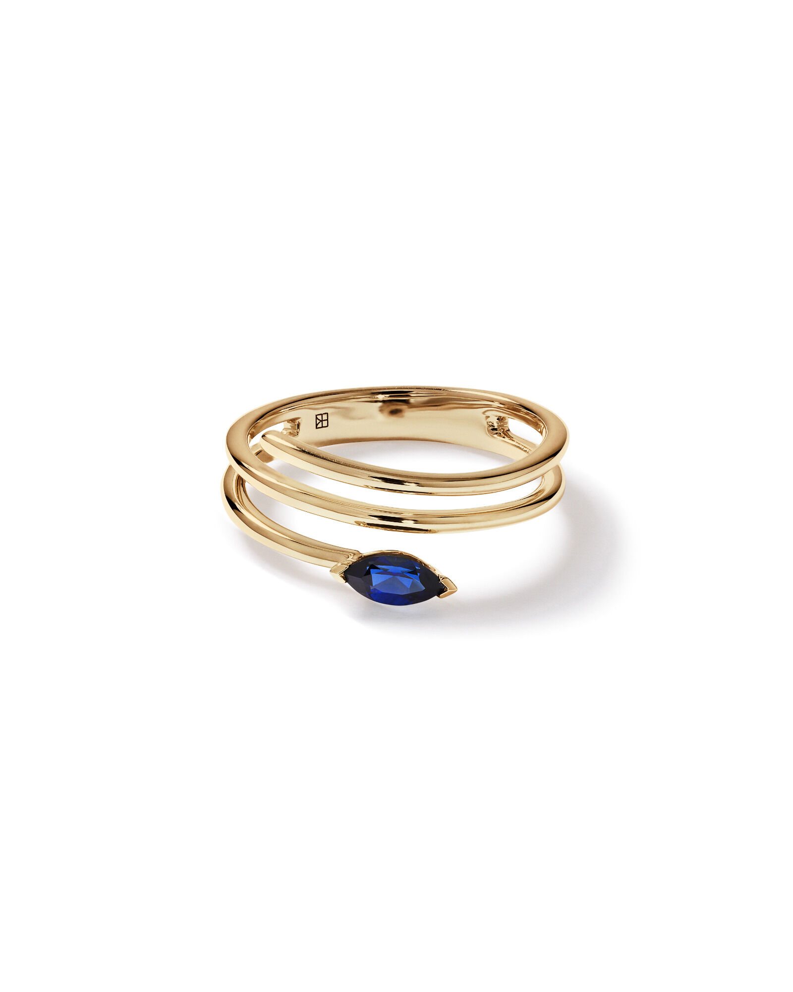 East West Marquise-Cut Created Sapphire Wrap Ring in 10kt Yellow Gold