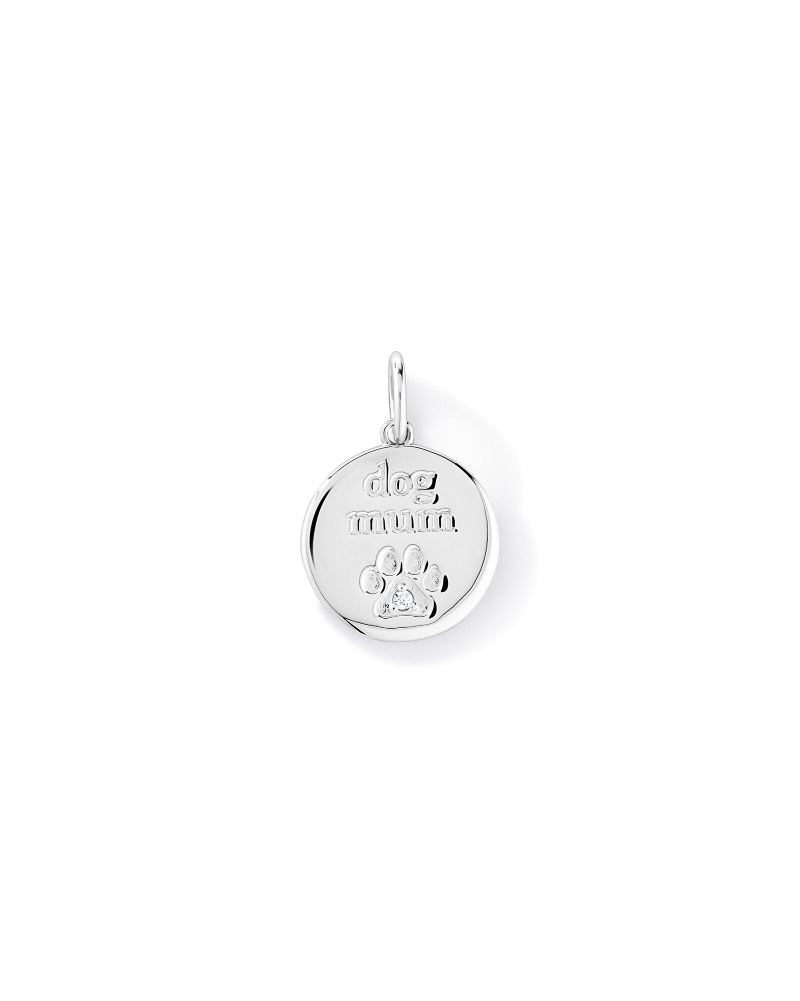 Dog Mum Cubic Zirconia Pendant in Sterling Silver