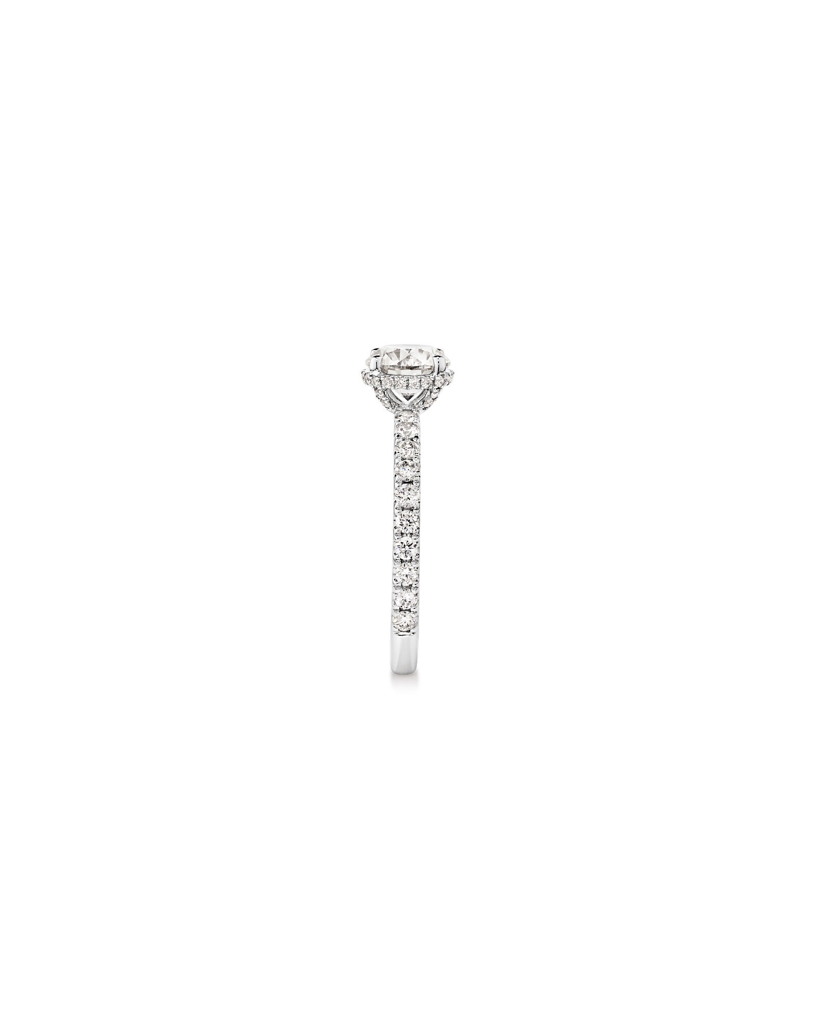 1.40 Carat TW Round Brilliant Diamond Solitaire Pave Hidden Halo Engagement Ring in Platinum