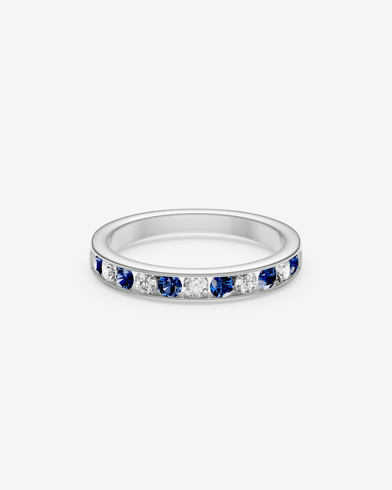 0.30 Carat TW Alternating Sapphire and Diamond Ring in 18kt White Gold