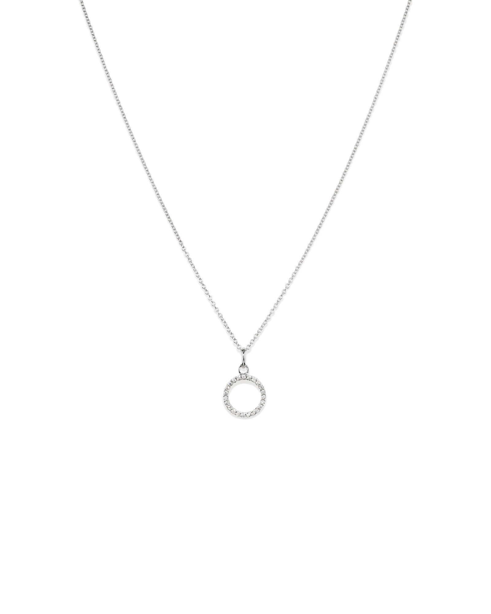 Open Circle Pendant with Cubic Zirconia in Sterling Silver