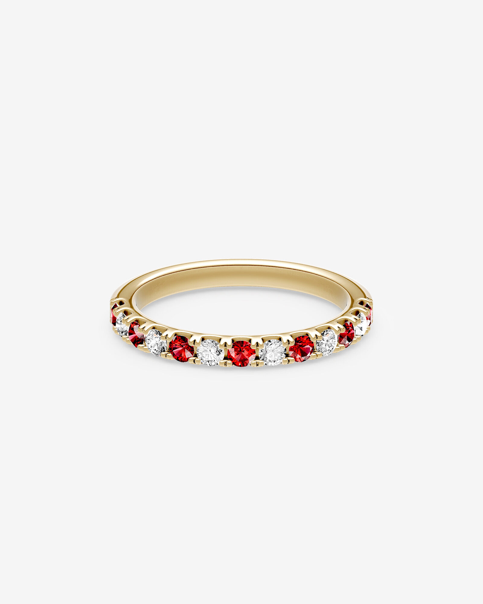 0.33 Carat TW Alternating Ruby Claw Set Ring in 10kt Yellow Gold