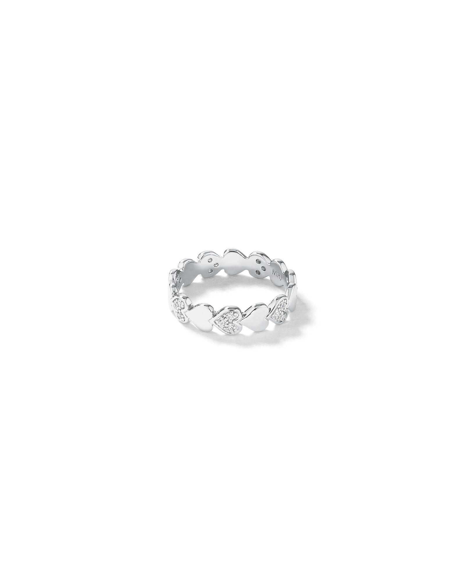 Cubic Zirconia Alternating Heart Ring in Sterling Silver
