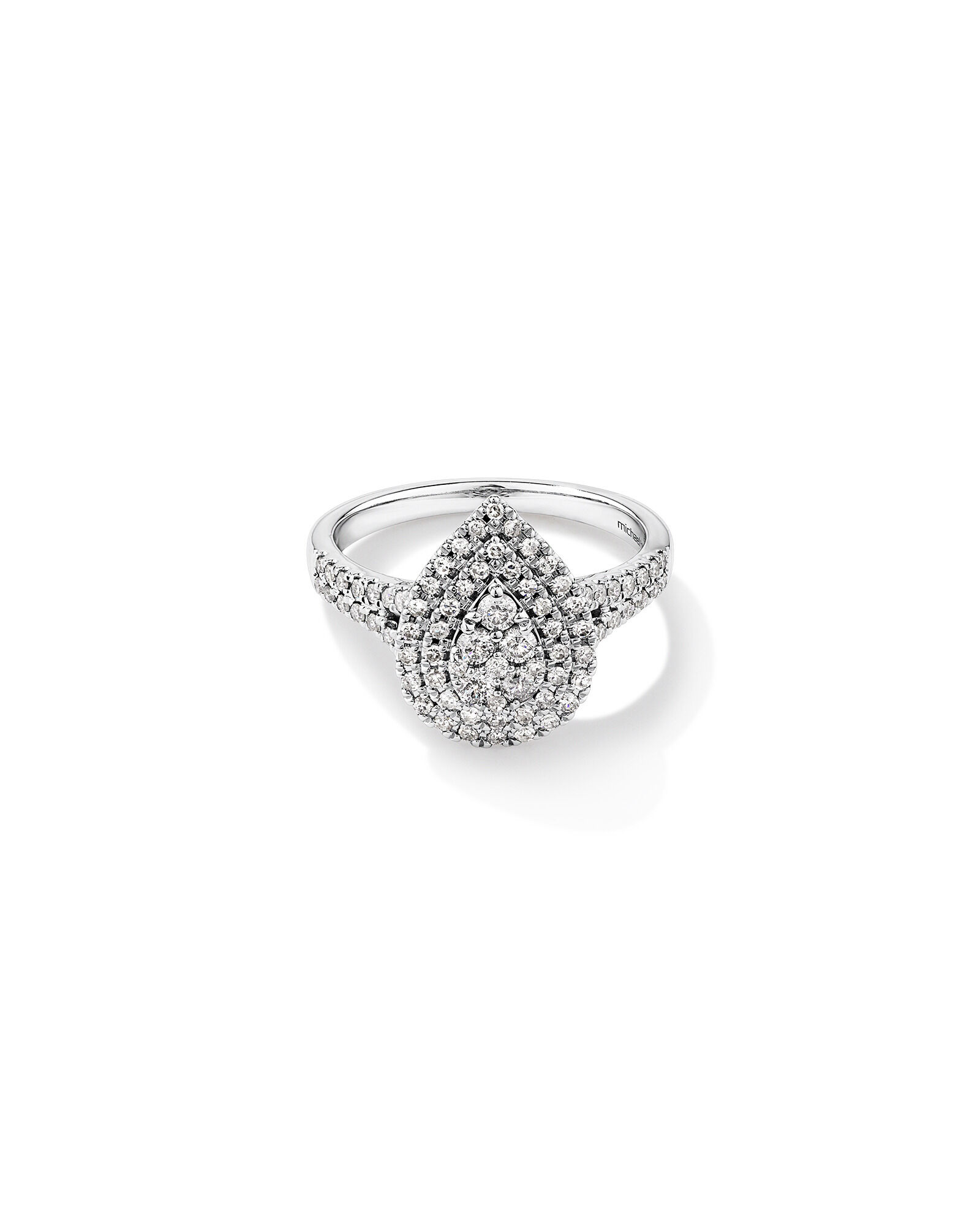 0.65 Carat TW Pear Shaped Cluster Halo Diamond Ring in 10kt White Gold