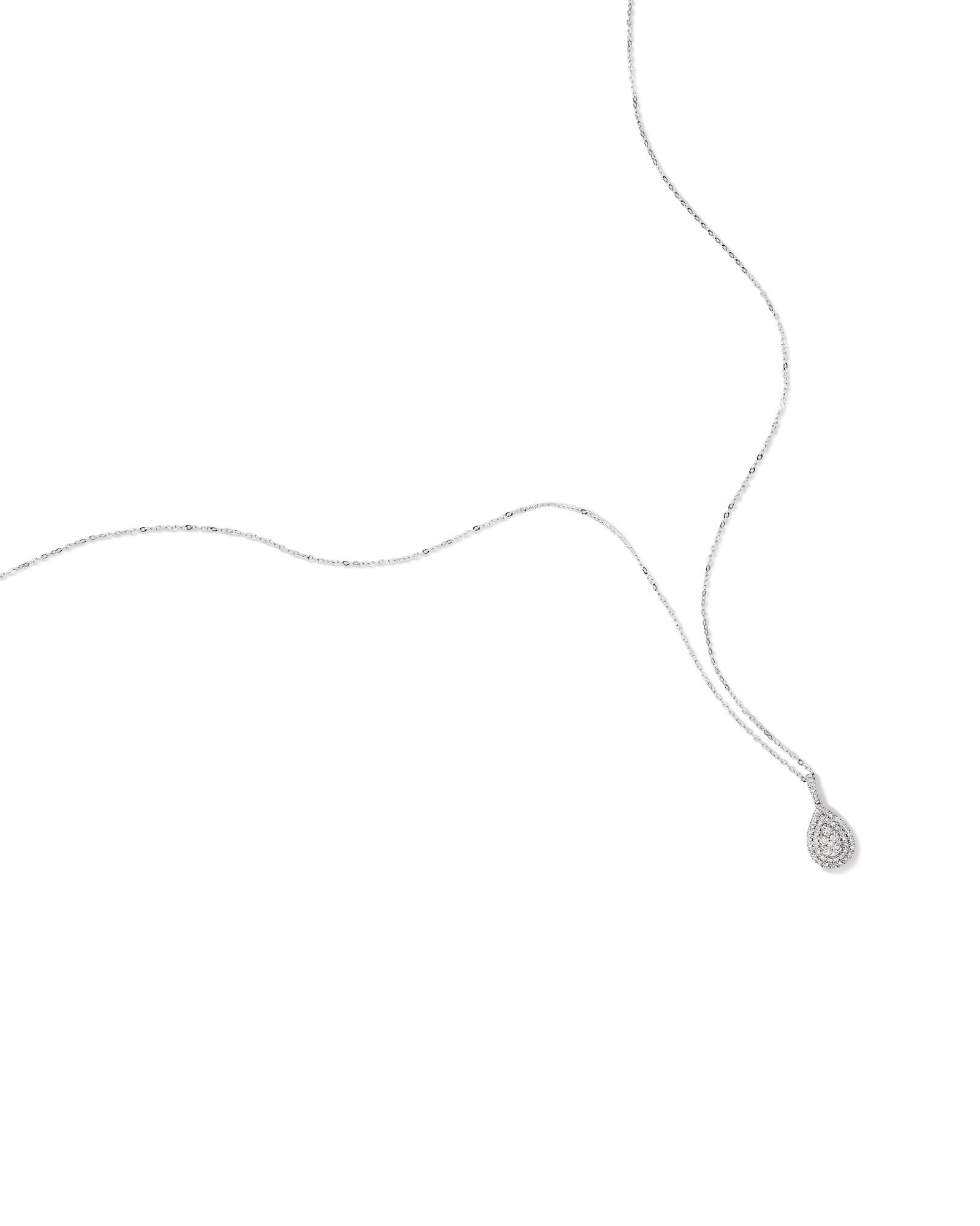 0.30 Carat TW Pear Shaped Diamond Cluster Pendant with Chain in 10kt White Gold