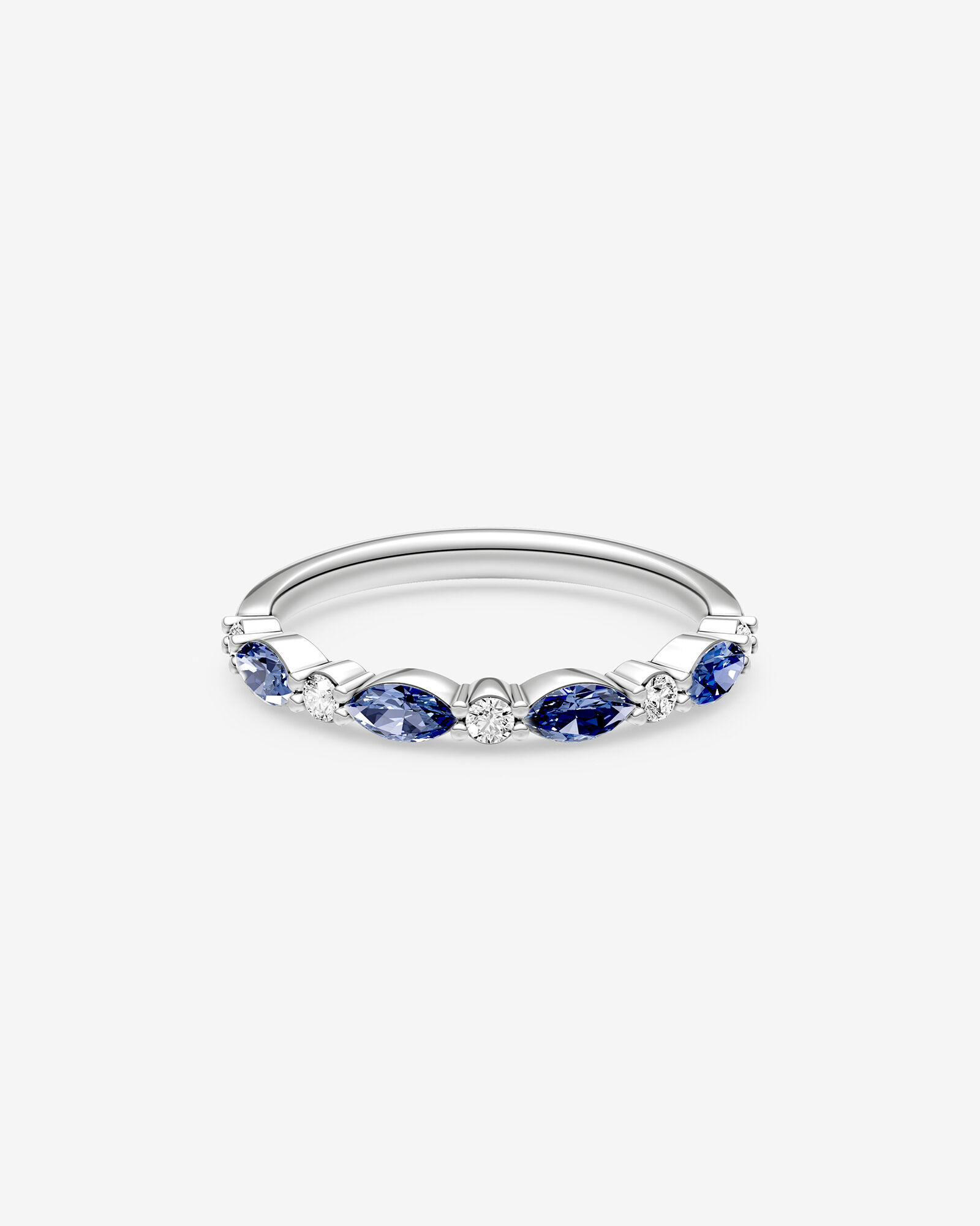 0.16 Carat TW Sapphire Marquise Engagement Ring in 18kt White Gold