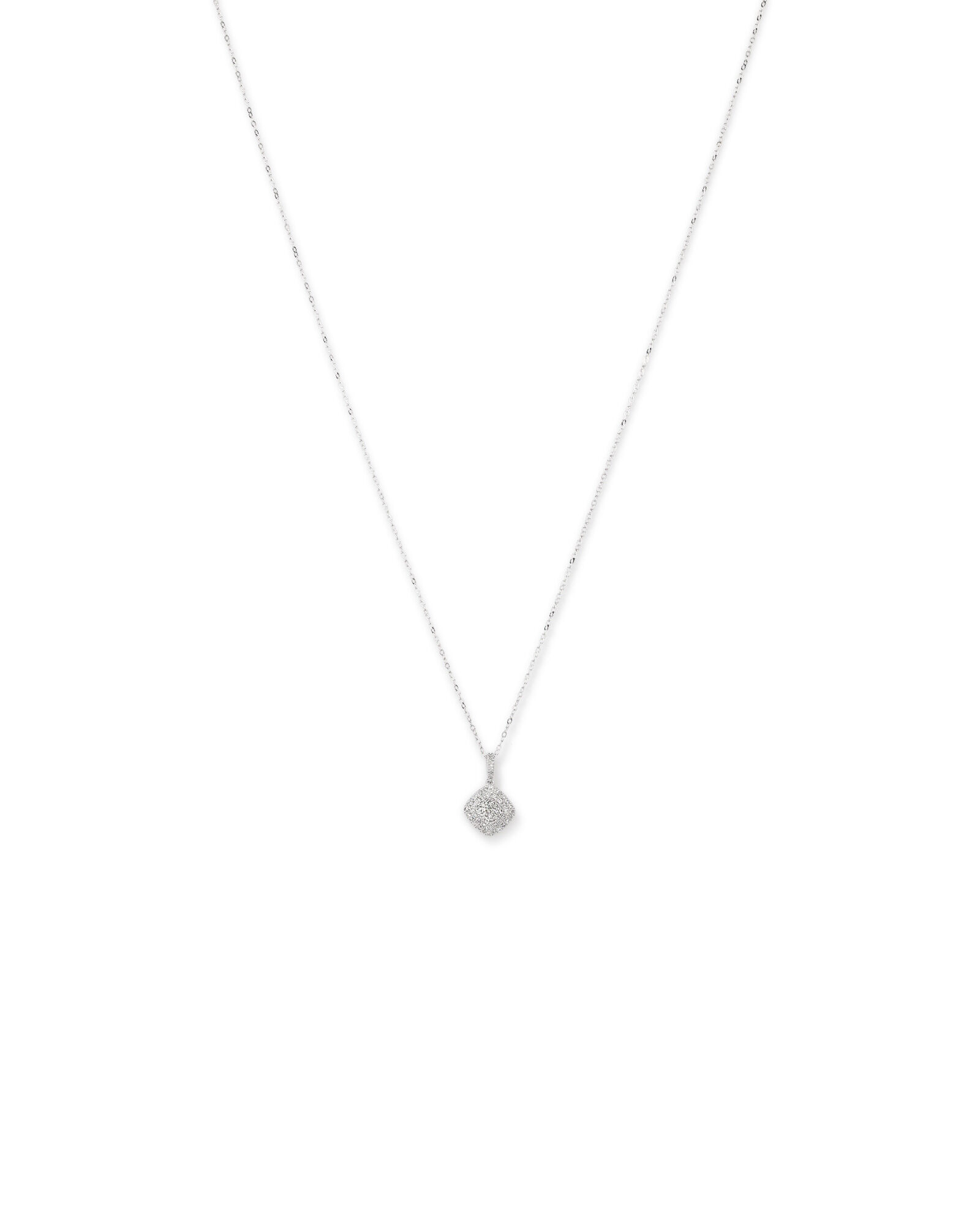 0.30 Carat TW Cushion Shaped Diamond Cluster Pendant with Chain in 10kt White Gold