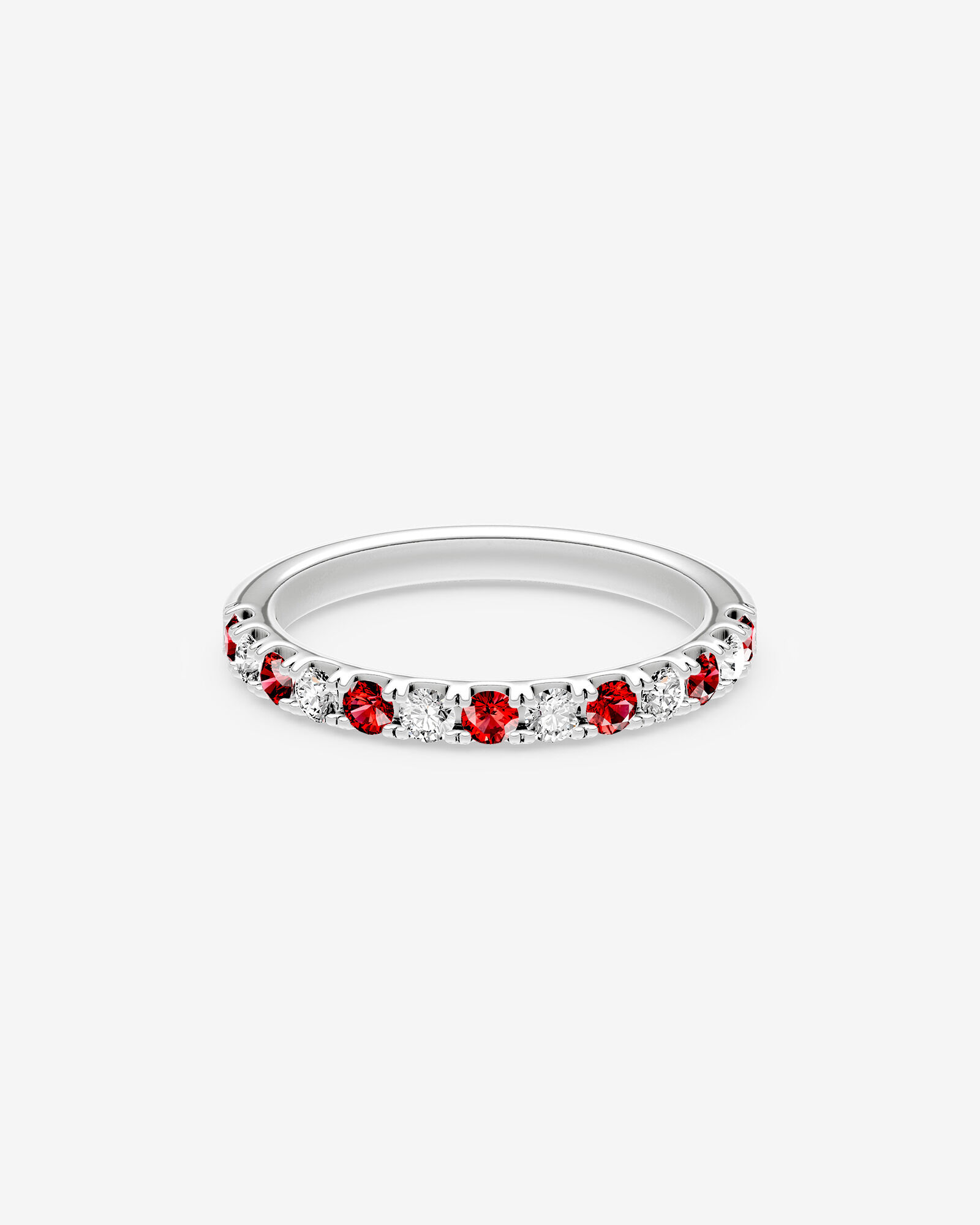 0.33 Carat TW Alternating Ruby Claw Set Ring in 10kt White Gold
