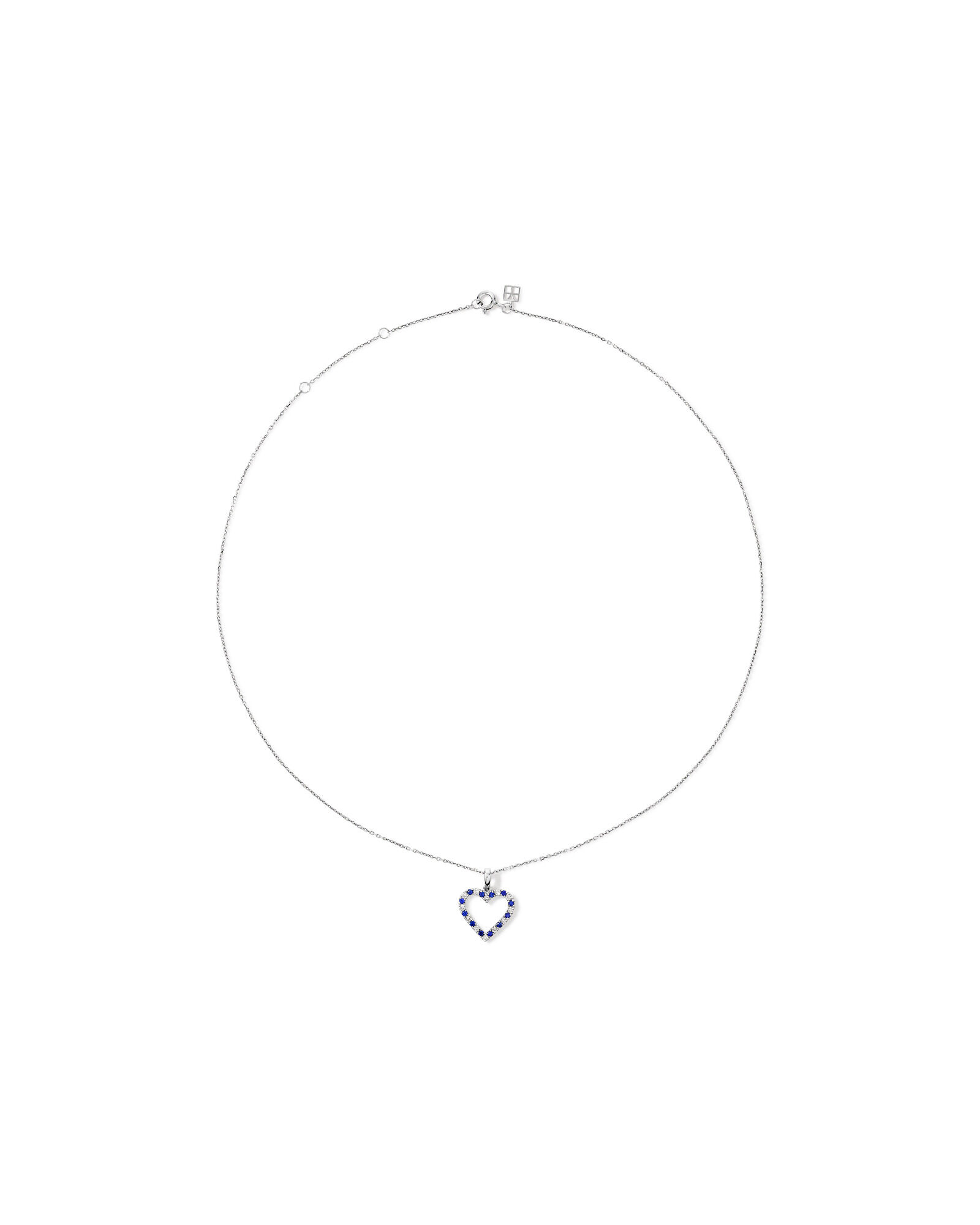 Heart Necklace with Created Blue Sapphire & 0.16 Carat TW of Diamonds in Sterling Silver
