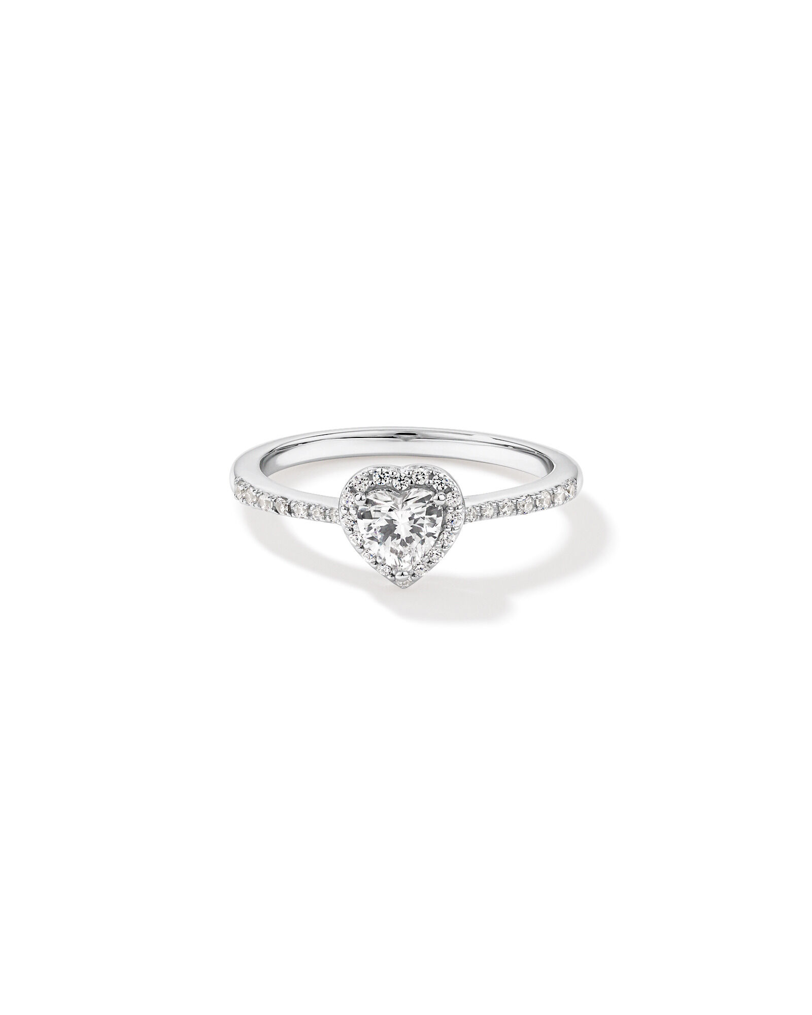 Pave Heart Cubic Zirconia Halo Ring in Sterling Silver