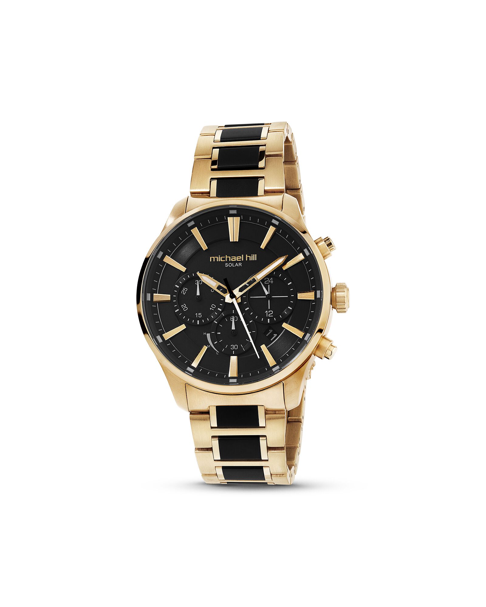 Solar Powered Men's Watch with Gold and Black Tone in Stainless Steel